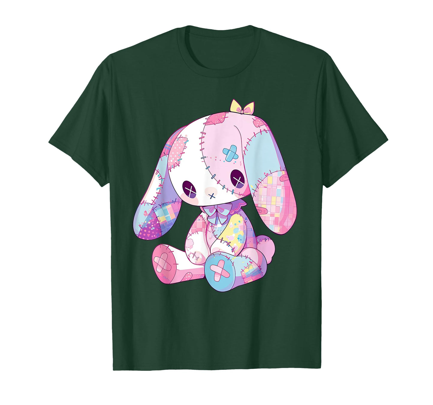 Kawaii Pastel Goth Creepy Cute Witchy Sad Zombie Pink Bunny T-Shirt
