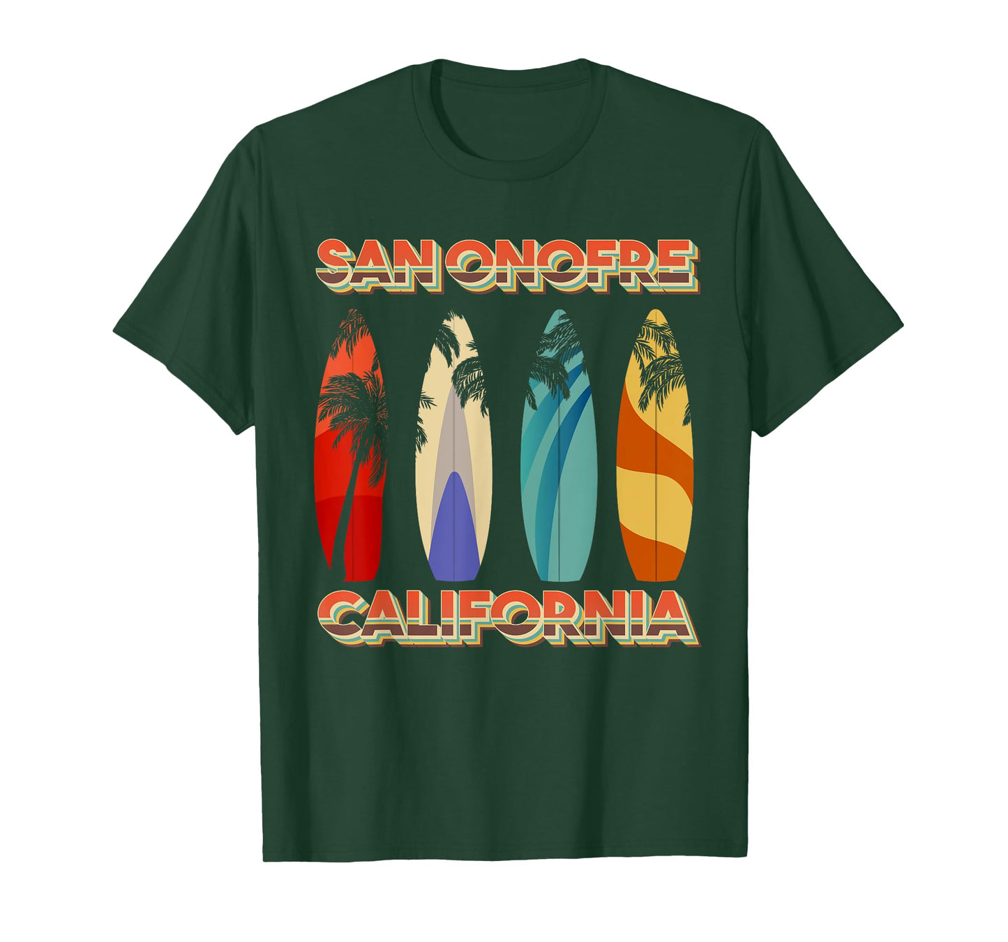 San Onofre California Retro Surf Board T-Shirt