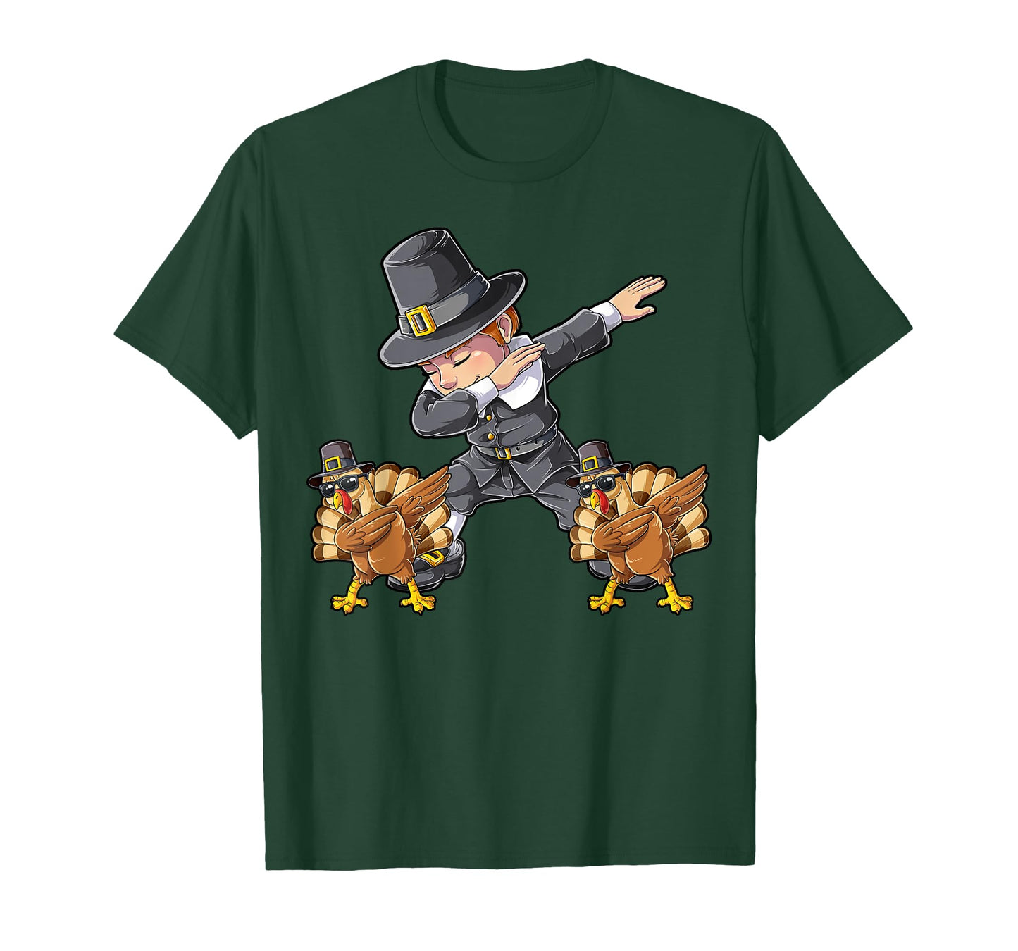 Dabbing Pilgrim Turkey Thanksgiving Day Boys Men Funny Dab T-Shirt