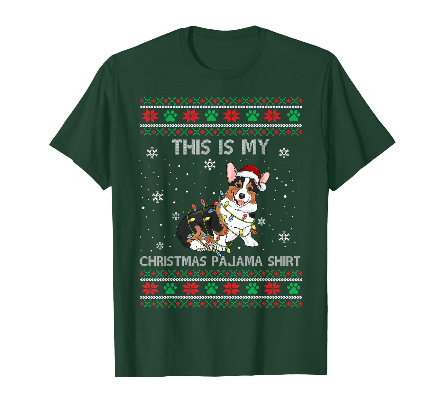This Is My Christmas Pajama Shirt Tricolor Corgi Pjs Xmas T-Shirt