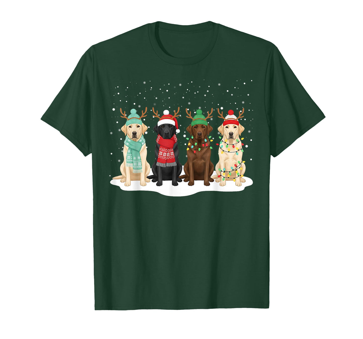 Black Lab Labrador Dog Christmas Crew Matching Family Xmas T-Shirt