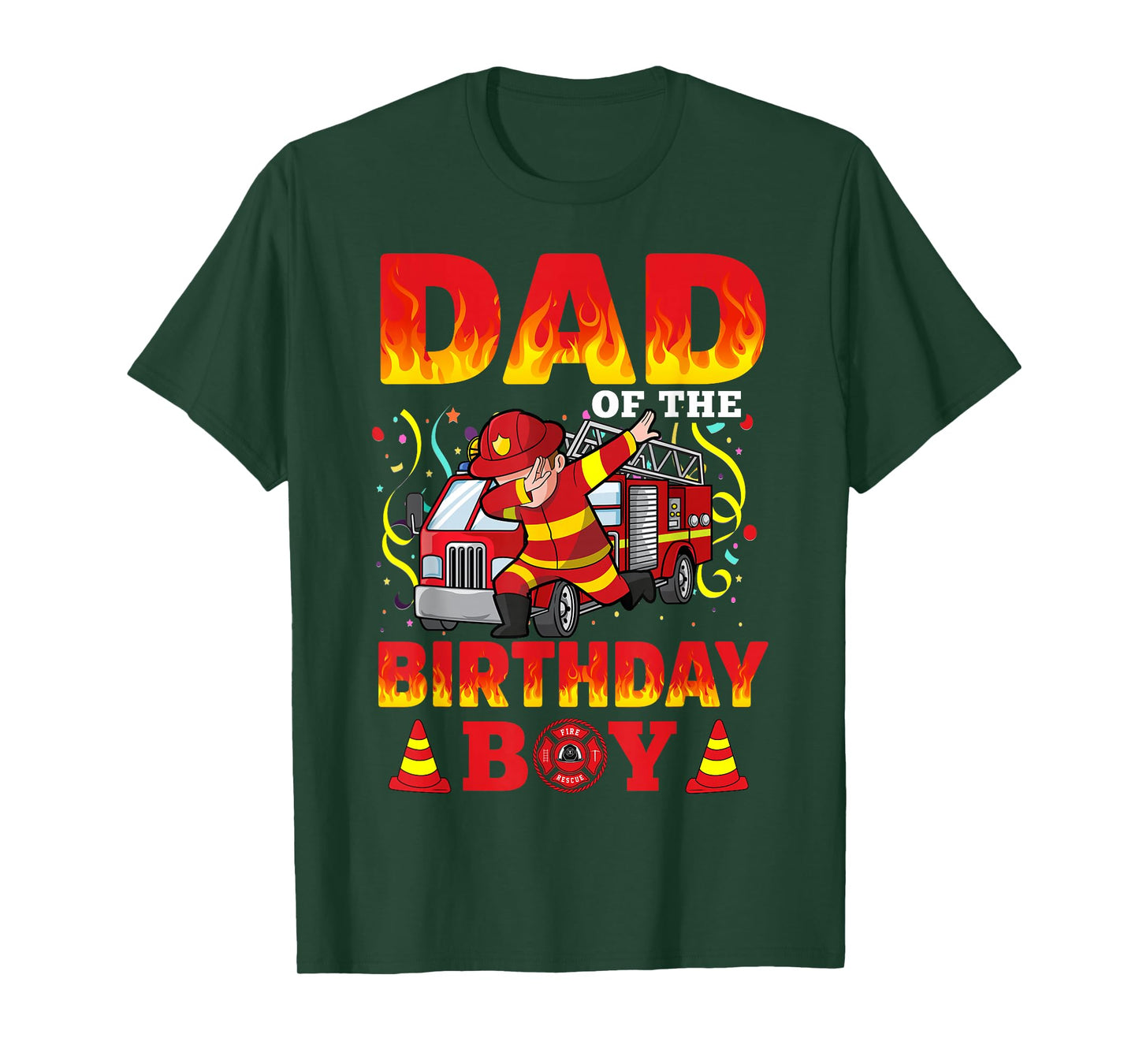 Dad Of The Birthday Boy Fire Truck Firefighter Boys T-Shirt