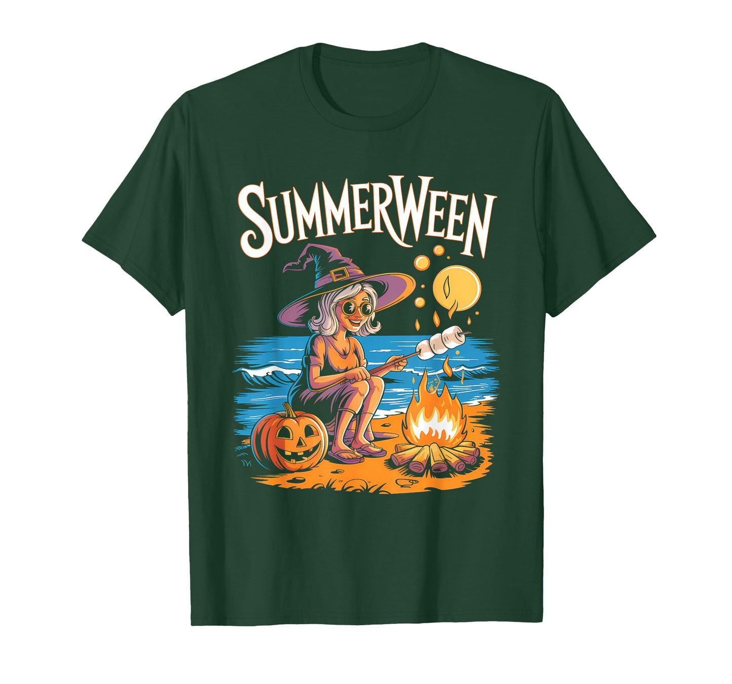 Cute Summerween Ghost Funny Beach Halloween T-Shirt