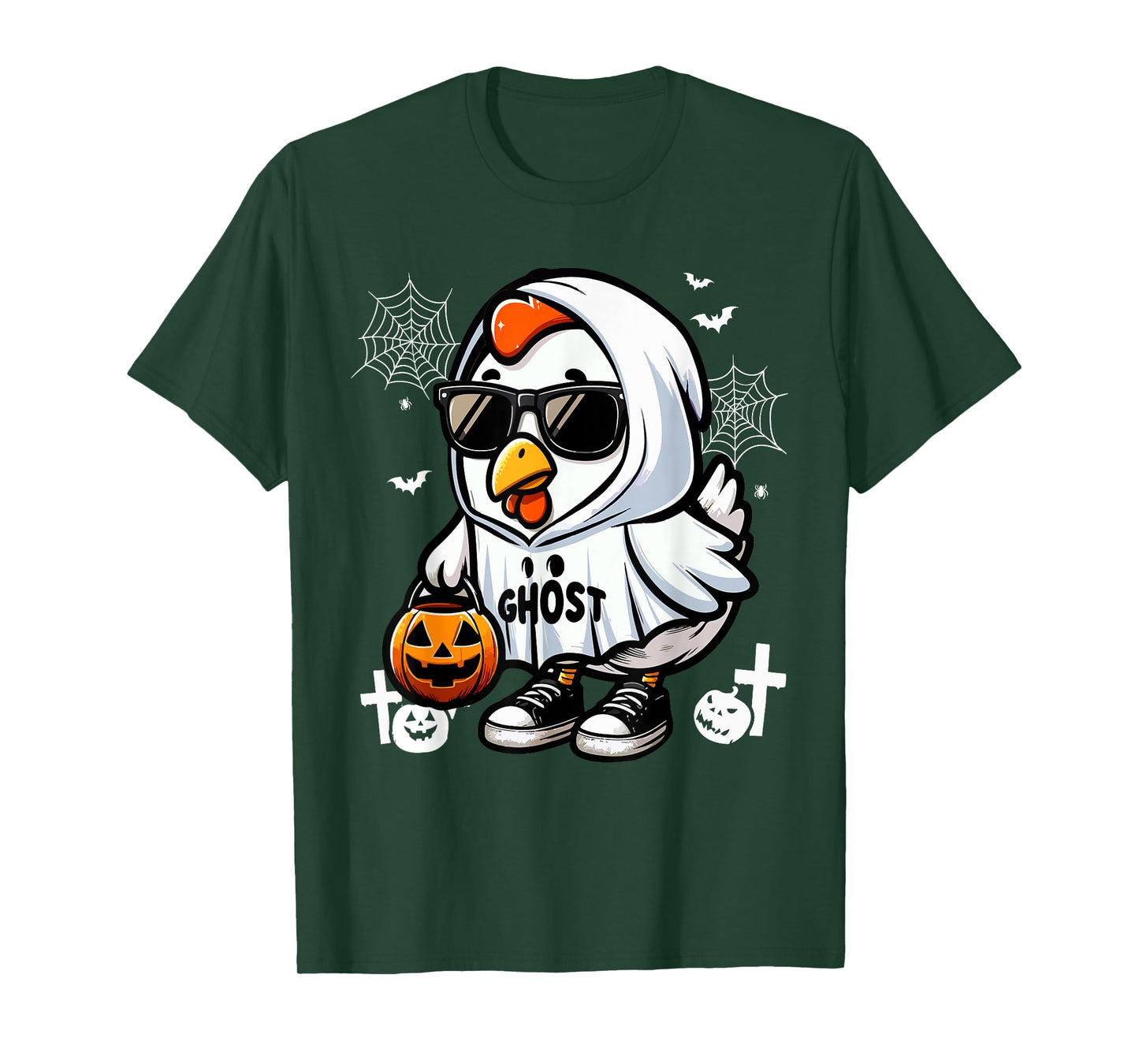 Ghost Halloween Chicken Sunglasses Cosplay Boo Ghost Lover T-Shirt