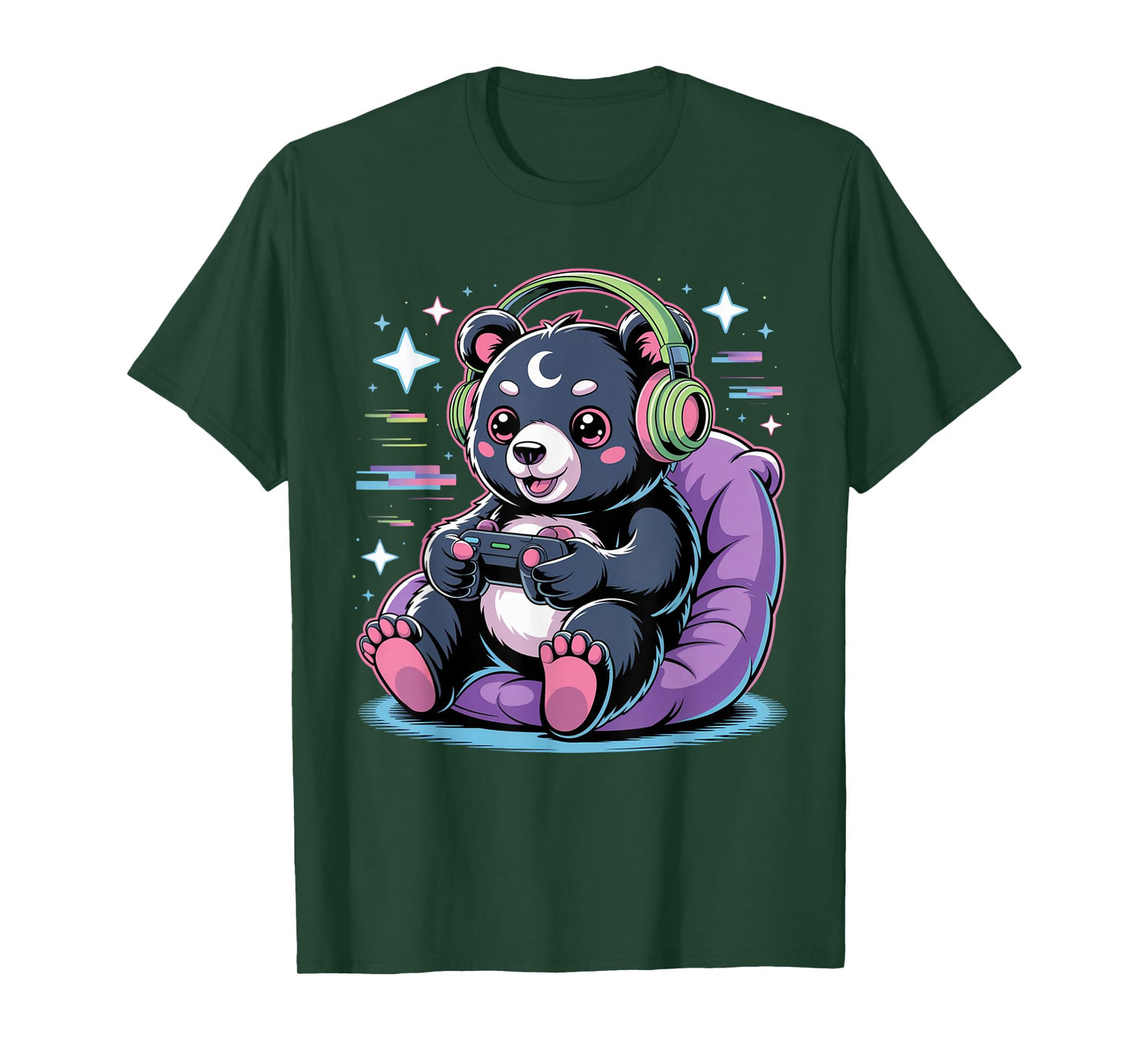Gamer Bear Video Game Kawaii Goth Girl Clothes Pink Goth T-Shirt
