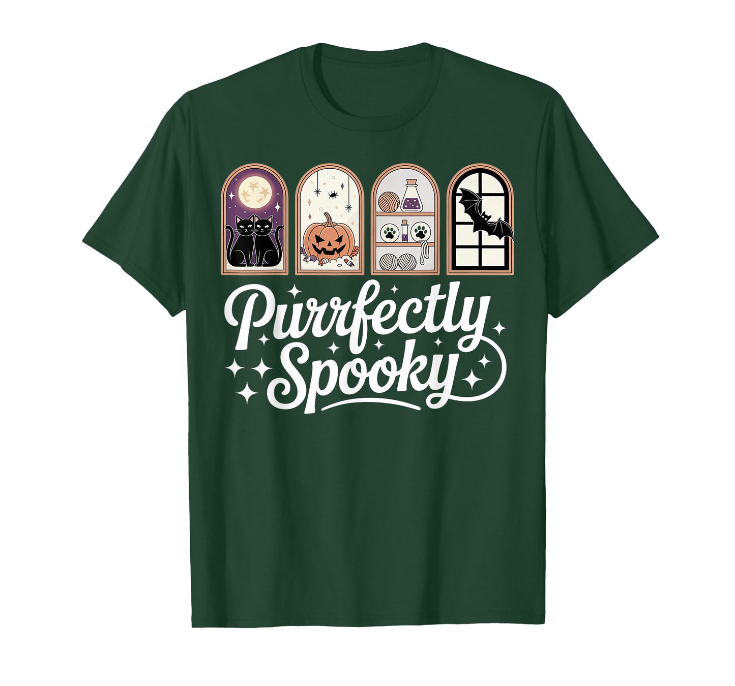 Retro Cat Lady Cute Victorian Halloween Purrfectly Spooky T-Shirt