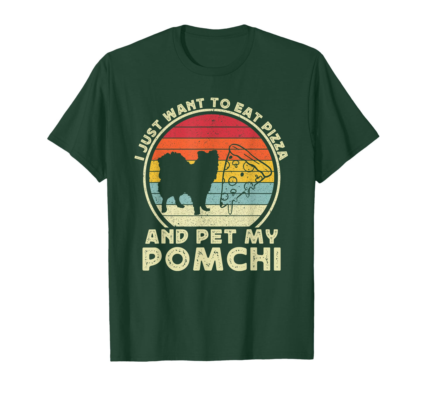 Pizza And Pomchi For Men Women Pom-Chi Dog Mom Dad Funny T-Shirt