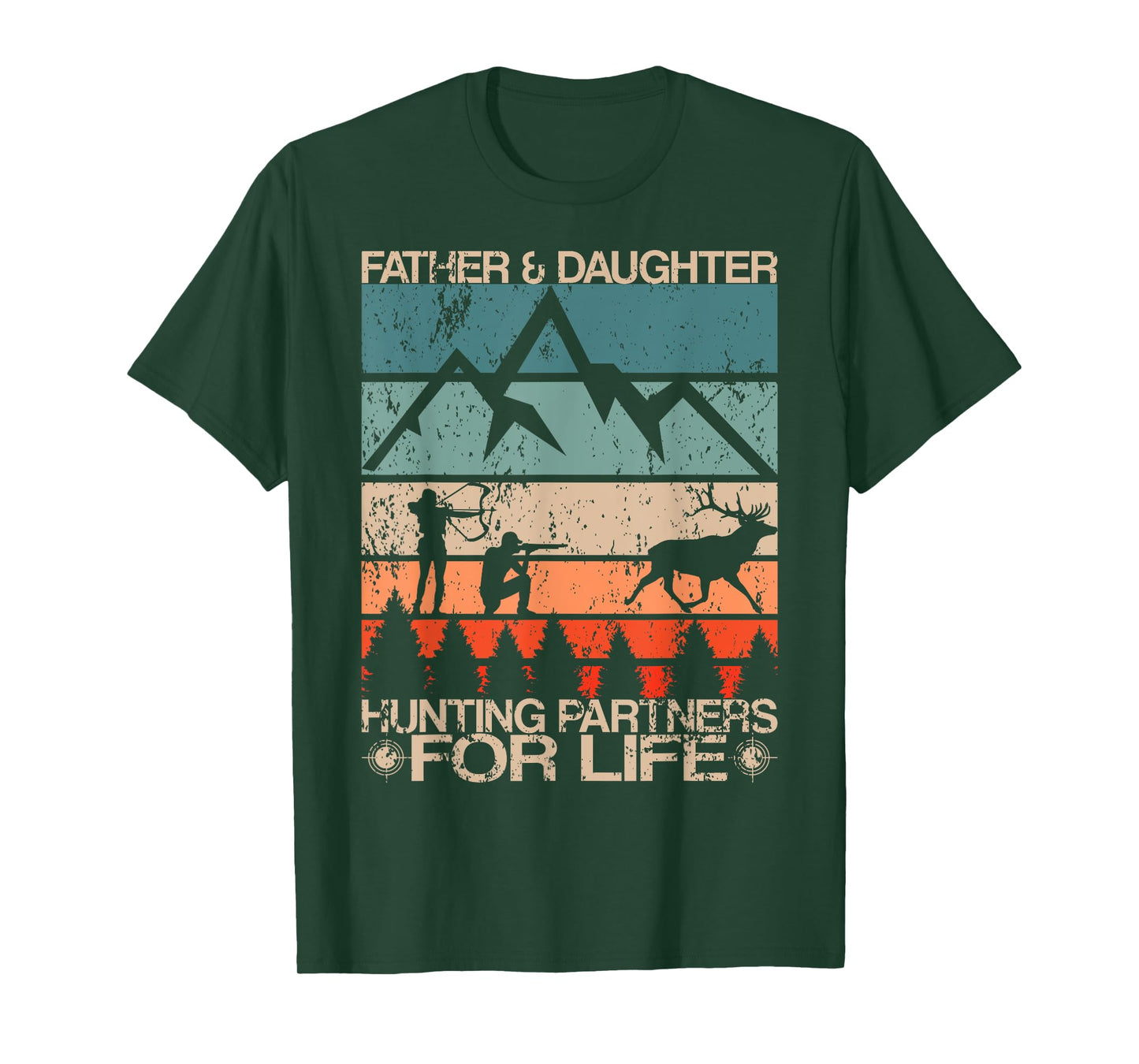 Father Daughter Hunting Partners For Life Retro Dad Hunters T-Shirt
