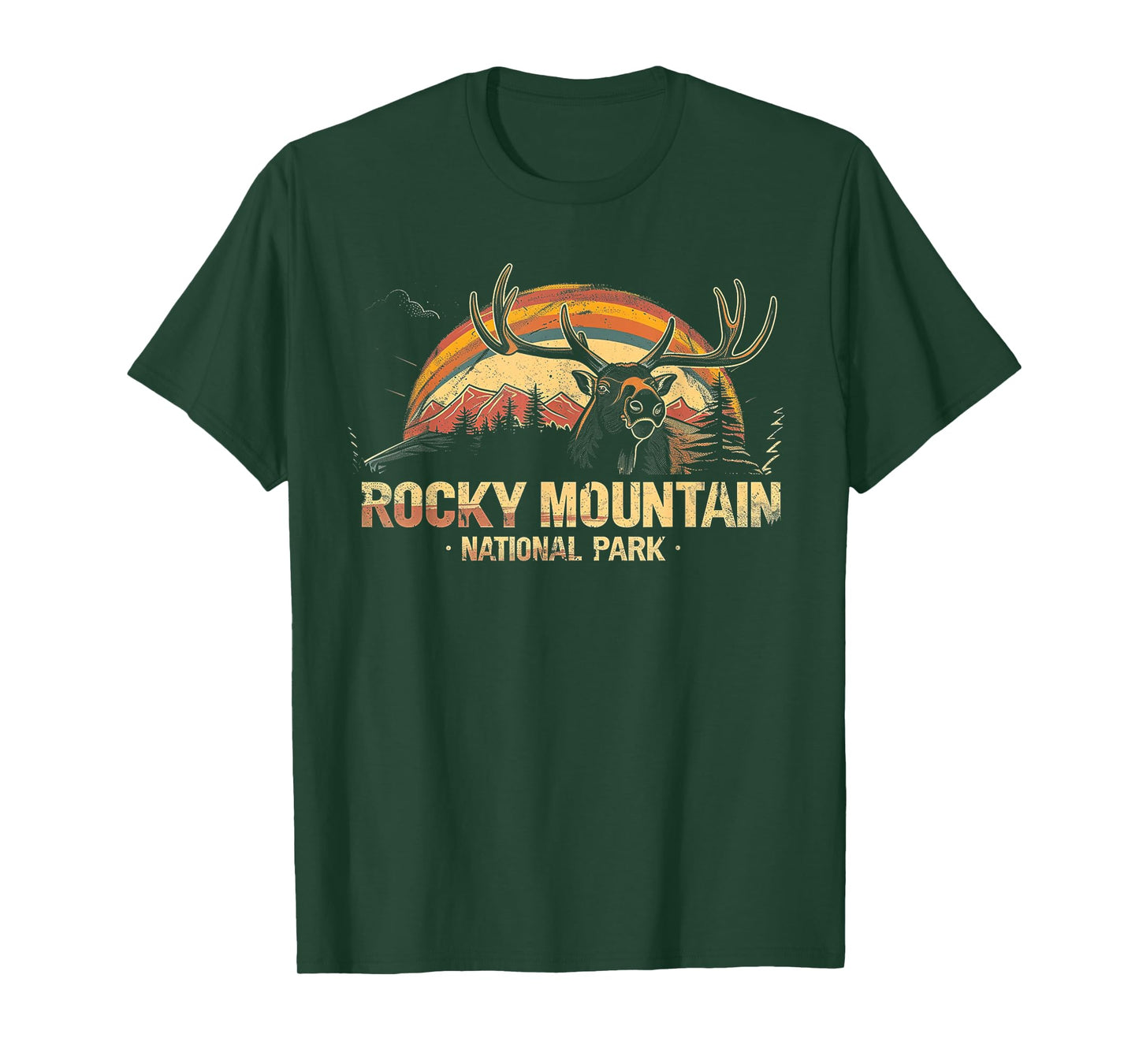 Rocky Mountain US National Park Vintage Men Women Kids Retro T-Shirt