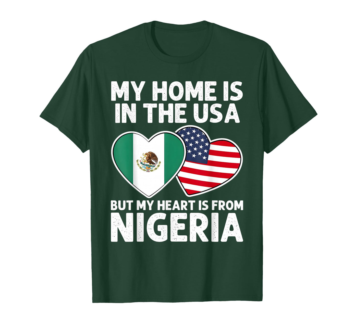 My Home USA My Heart Nigeria Nigerian American Pride Flag T-Shirt