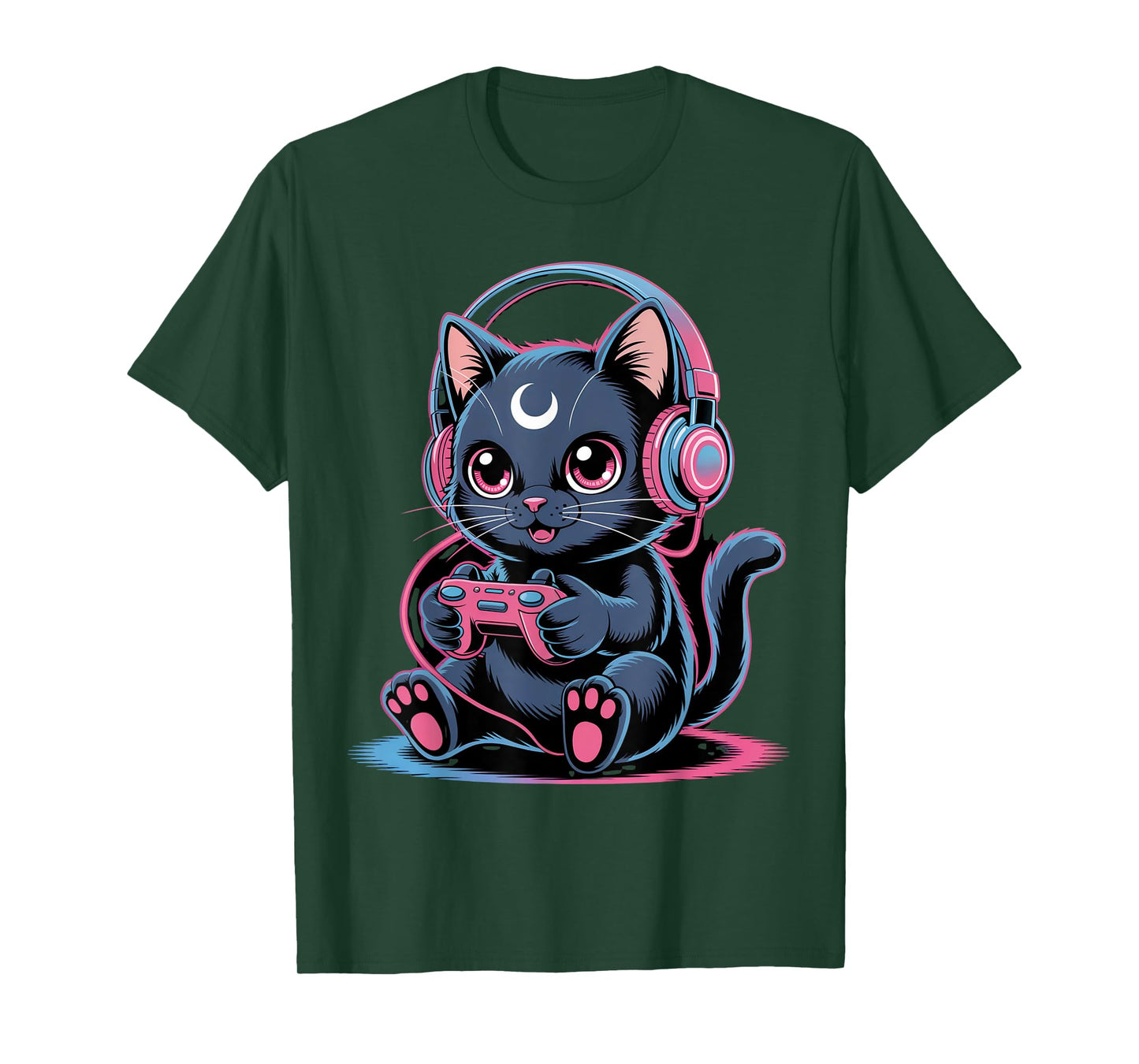 Gamer Black Cat Video Kawaii Goth Girl Clothes Pink Goth T-Shirt