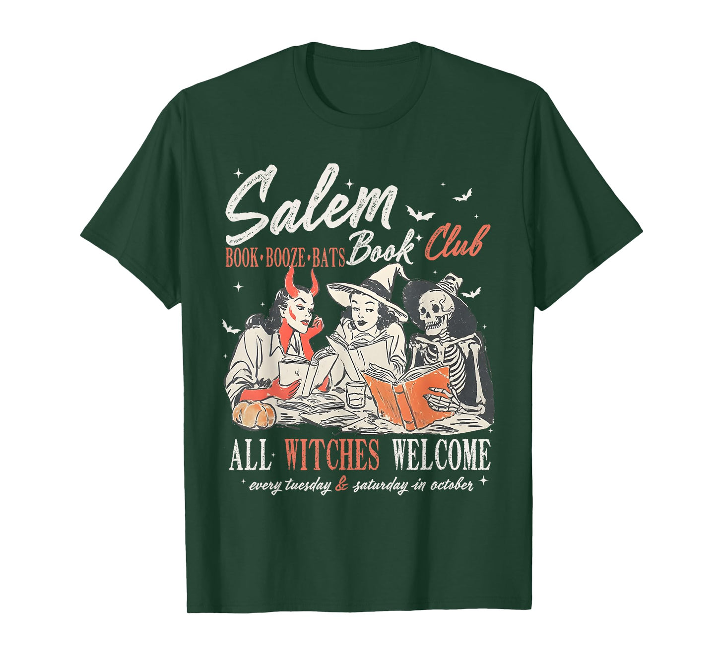 Vintage Salem Book Club Witchy Witch Spooky Season Halloween T-Shirt