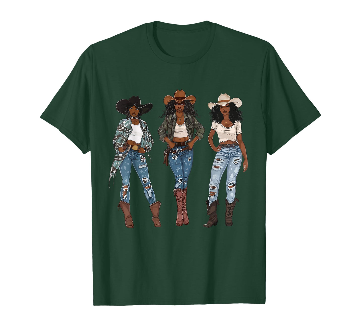 Black African American Cowgirl Western Country Texas Rodeo T-Shirt