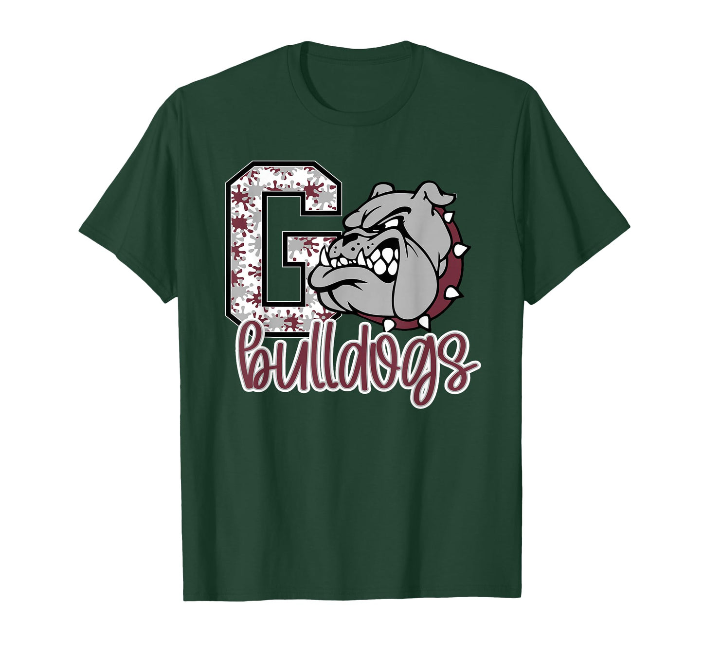 Go Bulldogs Maroon Bulldog Pride School Spirit Mascot T-Shirt
