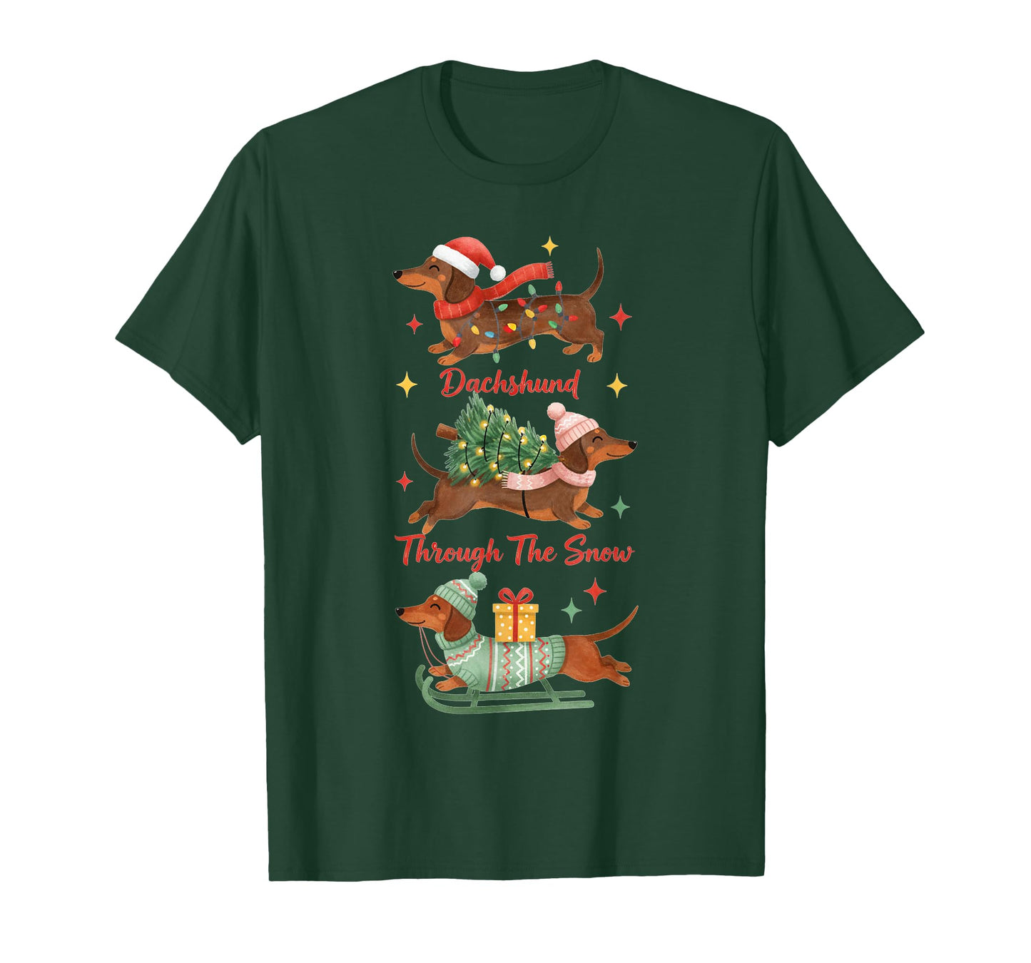 Dachshund Through The Snow Christmas Dachshund Lover Owner T-Shirt