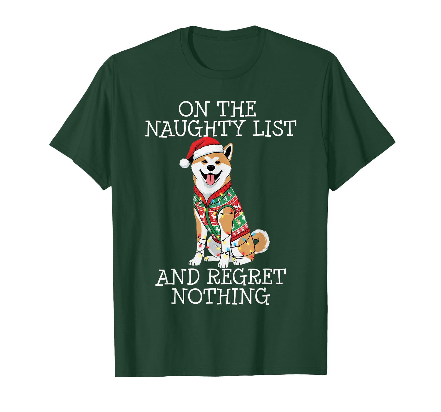 Funny Christmas Akita Naughty List T-Shirt