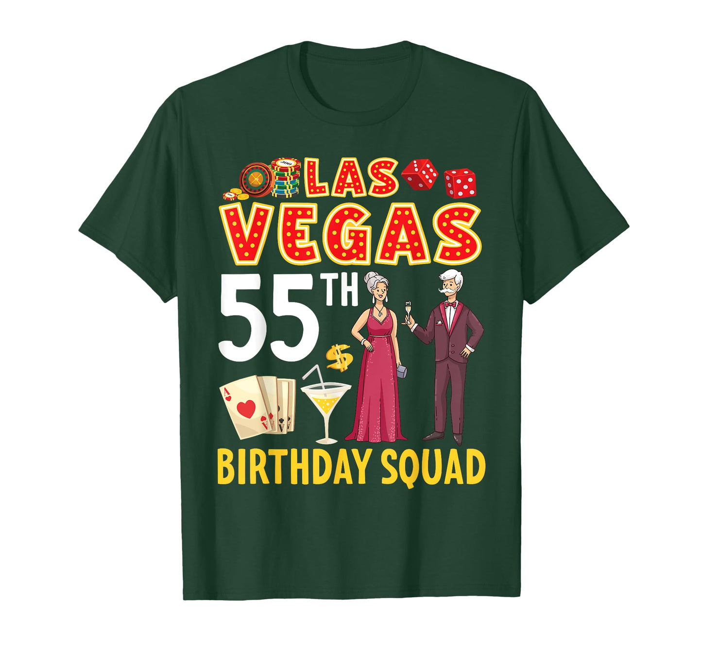 Las Vegas 55th Birthday Squad Party Casino Drinking Together T-Shirt