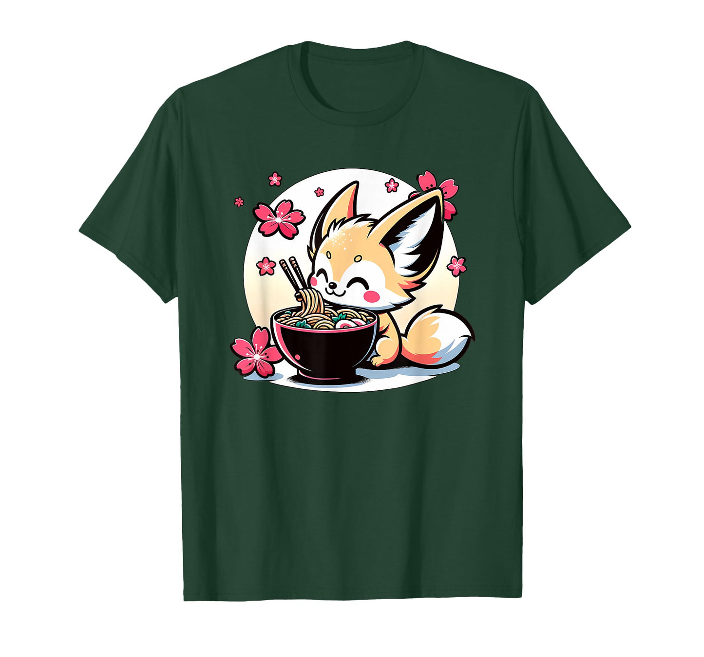 Kawaii Fennec Fox Eating Ramen T-Shirt
