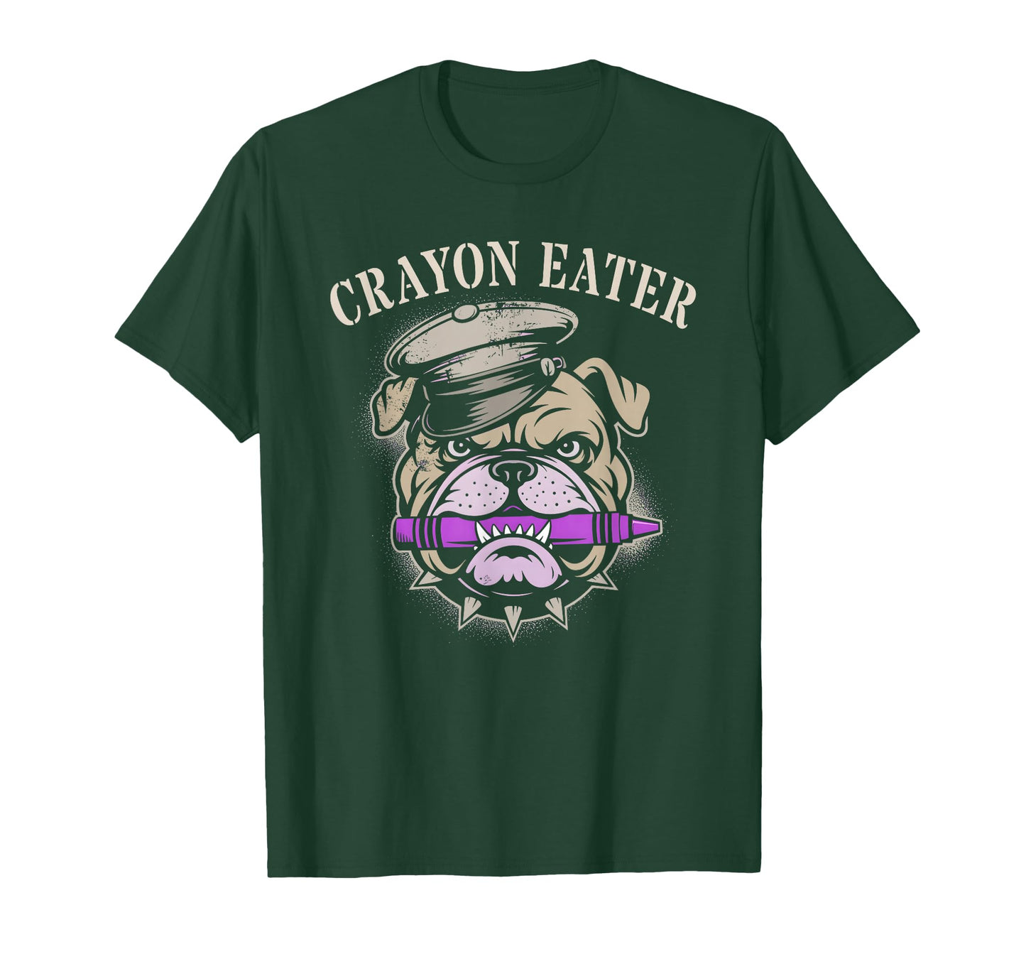 Funny Crayon Eater Bulldog Grumpy Old Veterans Military Joke T-Shirt