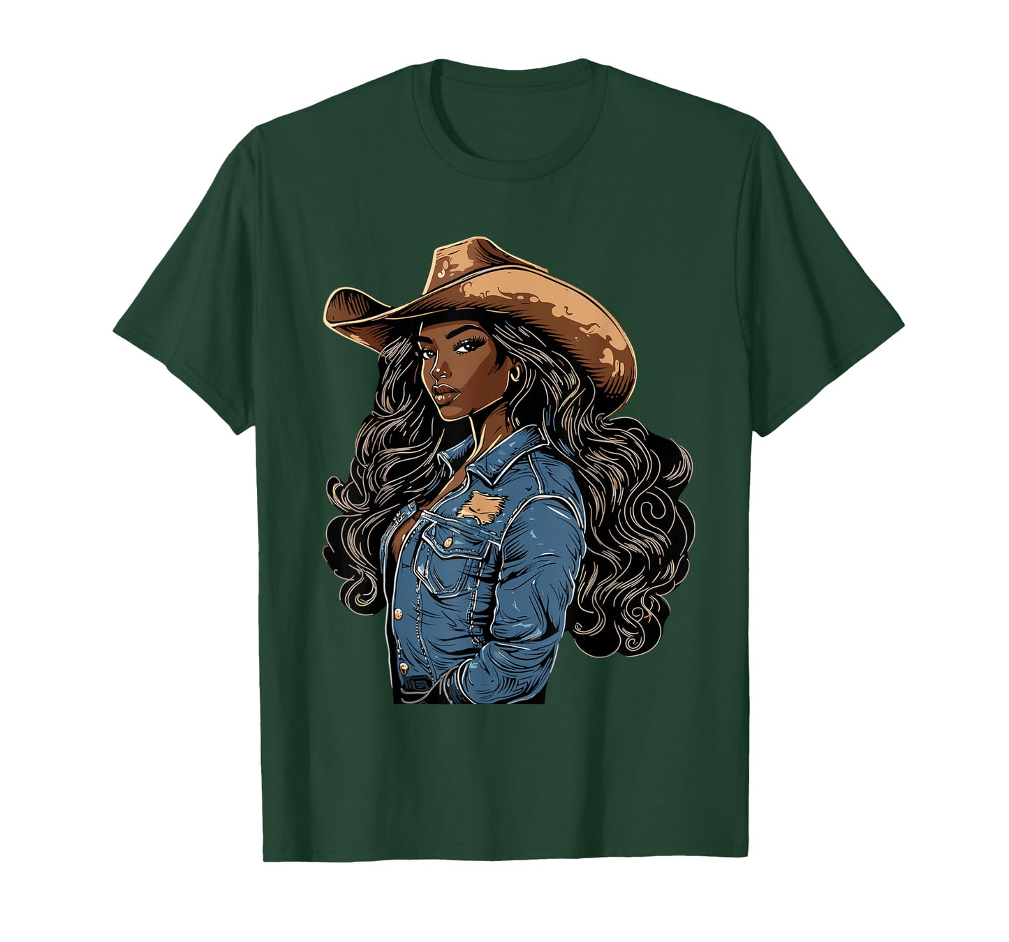 Black African American Cowgirl Western Country Texas Rodeo T-Shirt
