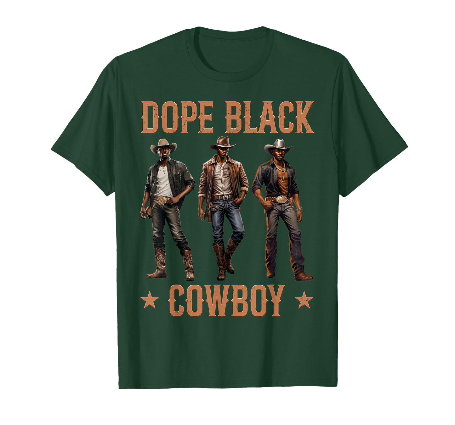 Dope Black Cowboy Graphic Rodeo Urban Attire Culture Men Tee T-Shirt