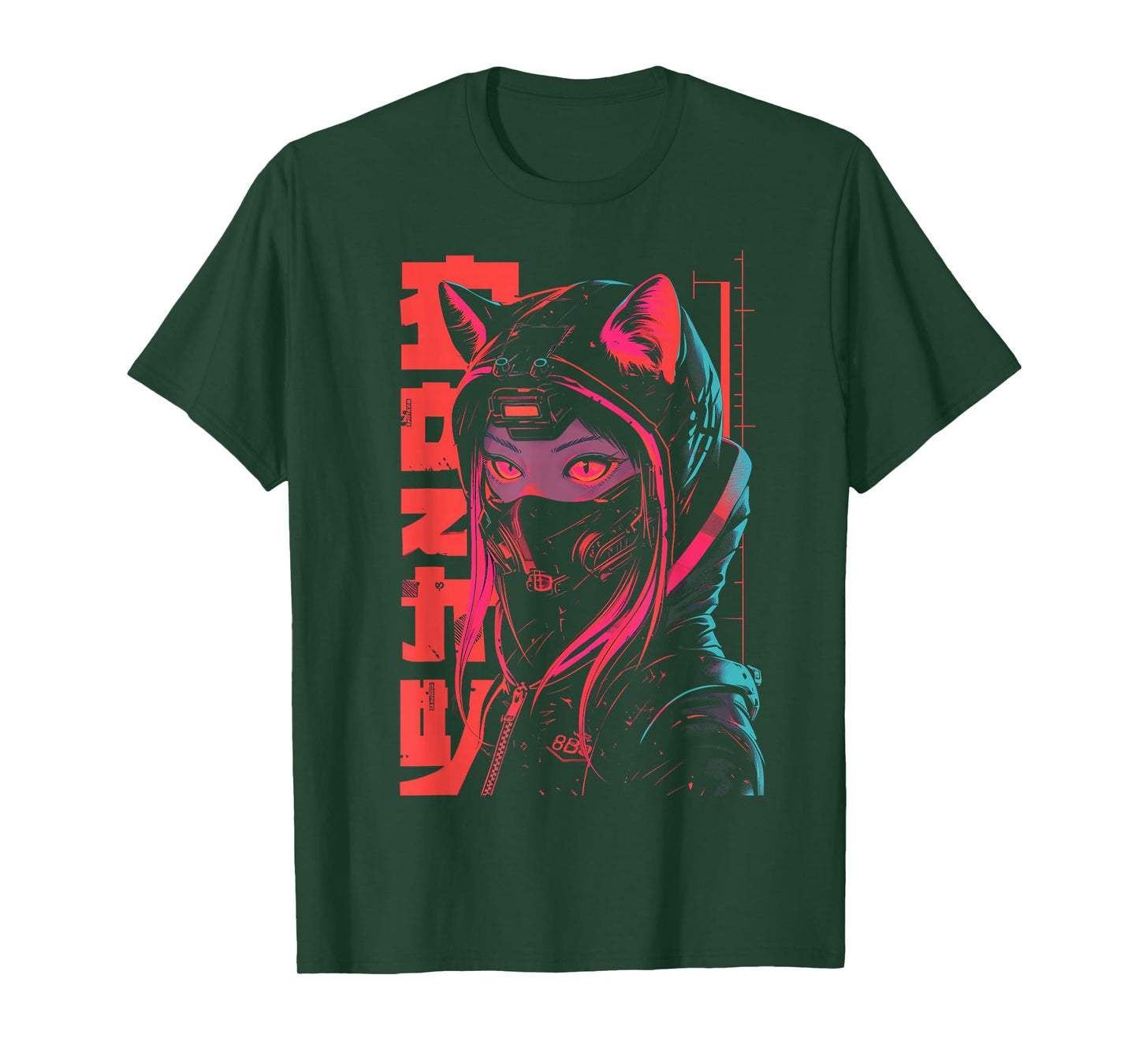 Anime Manga Punk Neko Cat Girl | Cyberpunk Japanese Harajuku T-Shirt