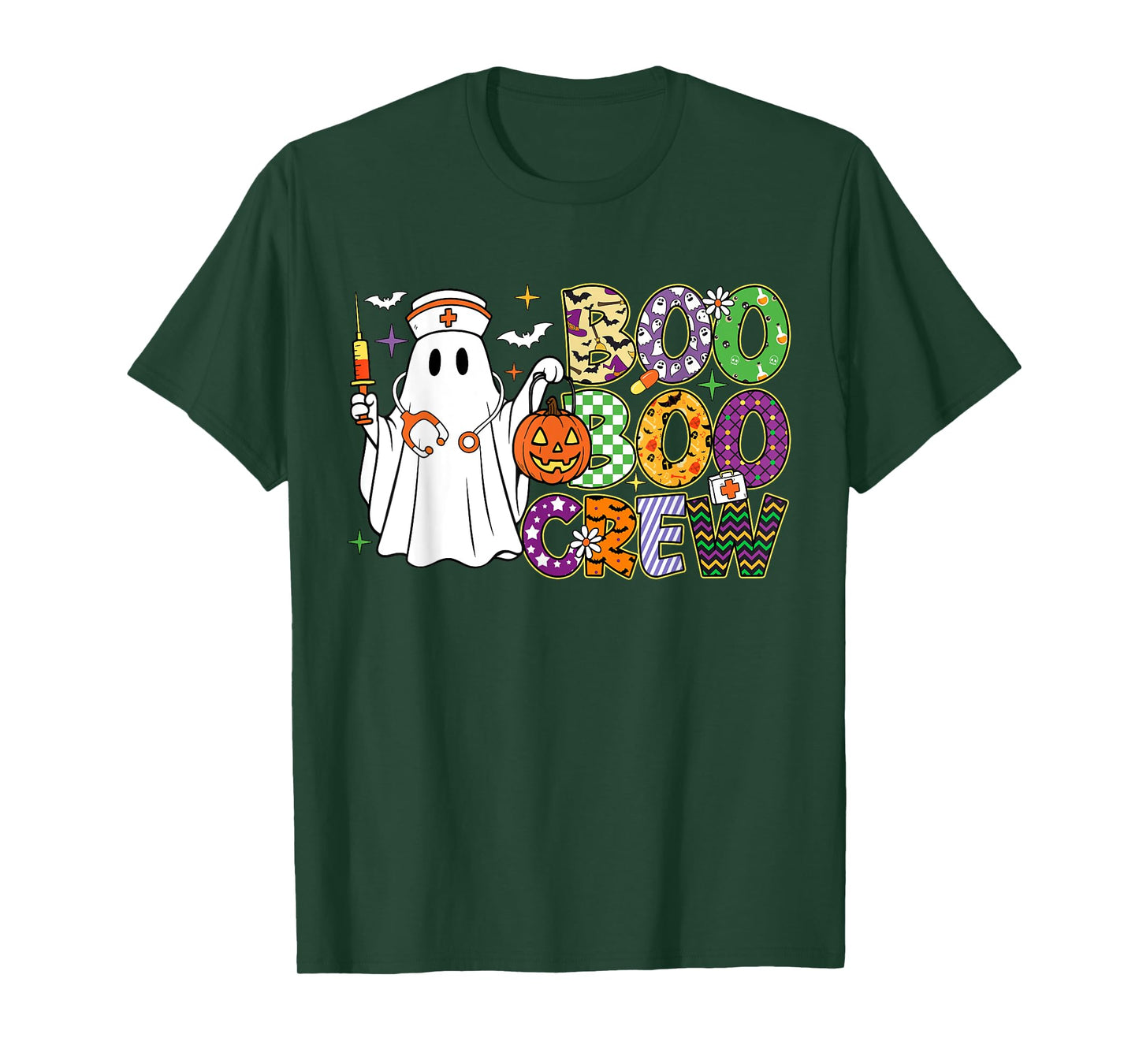 Boo Boo Crew Nurse Funny Ghost Pumkin Halloween Women Girls T-Shirt