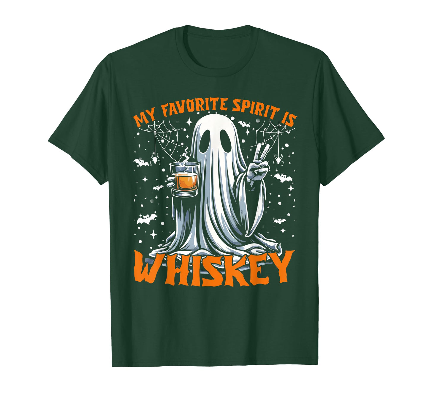 Funny Ghost Halloween My Favorite Spirit Is Whiskey Men T-Shirt