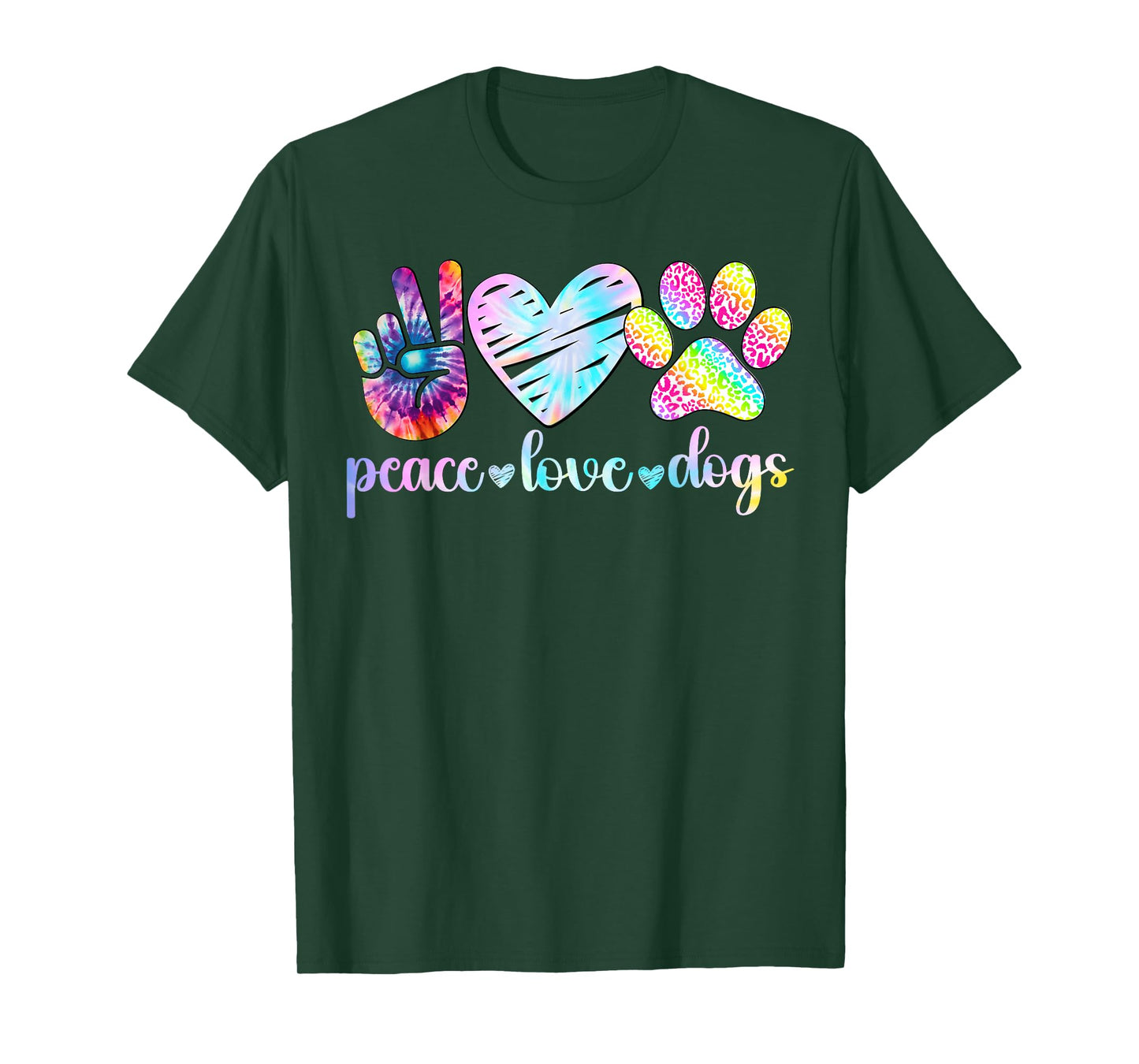 Peace Love Dogs Tie Dye Dog Lover Rescue Puppy T-Shirt
