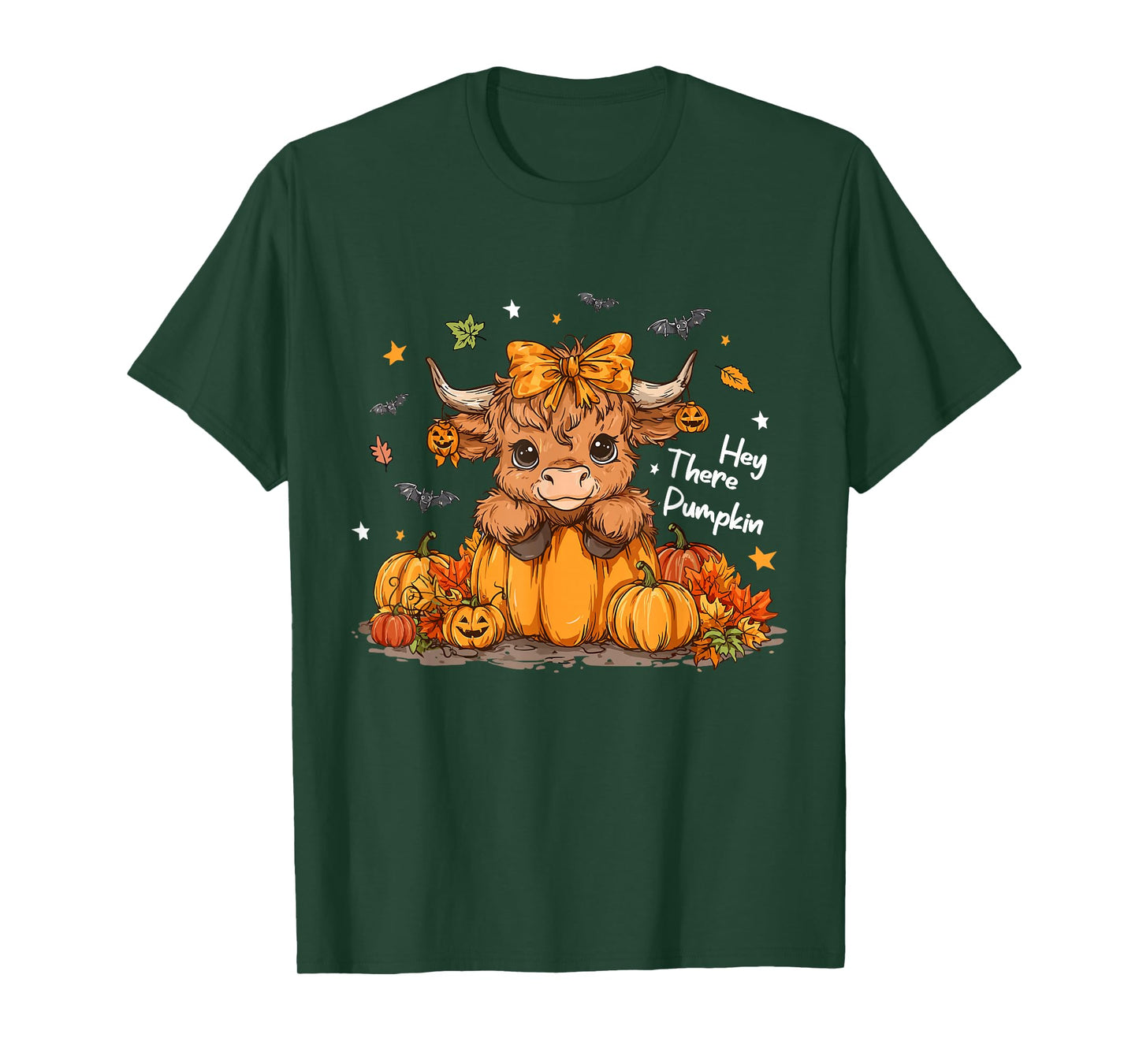 Boho Hey There Pumpkin Halloween Highland Cow Lover Cow Farm T-Shirt