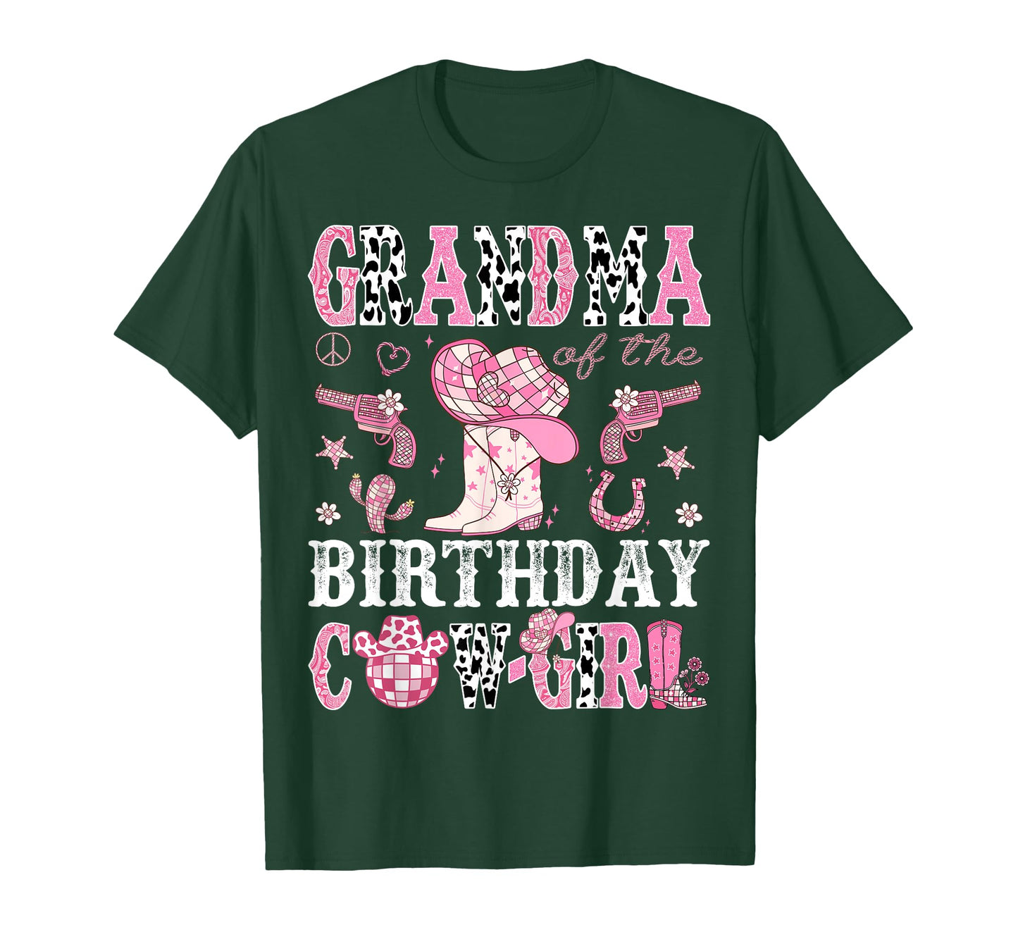Grandma Of The Birthday Cow-Girl Pink Disco Rodeo Western T-Shirt
