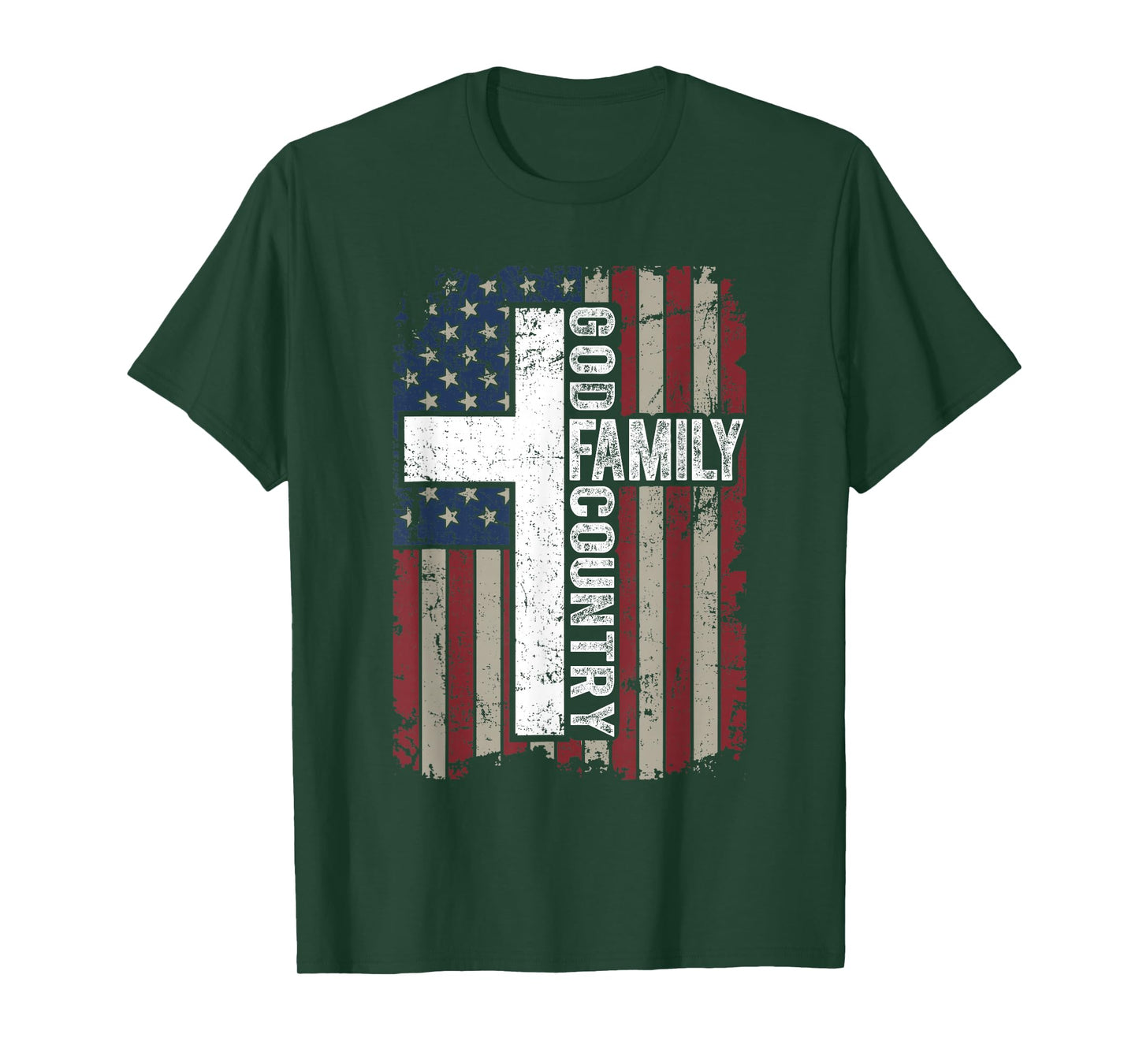 God Family Country Patriotic Christian Vintage USA Flag T-Shirt