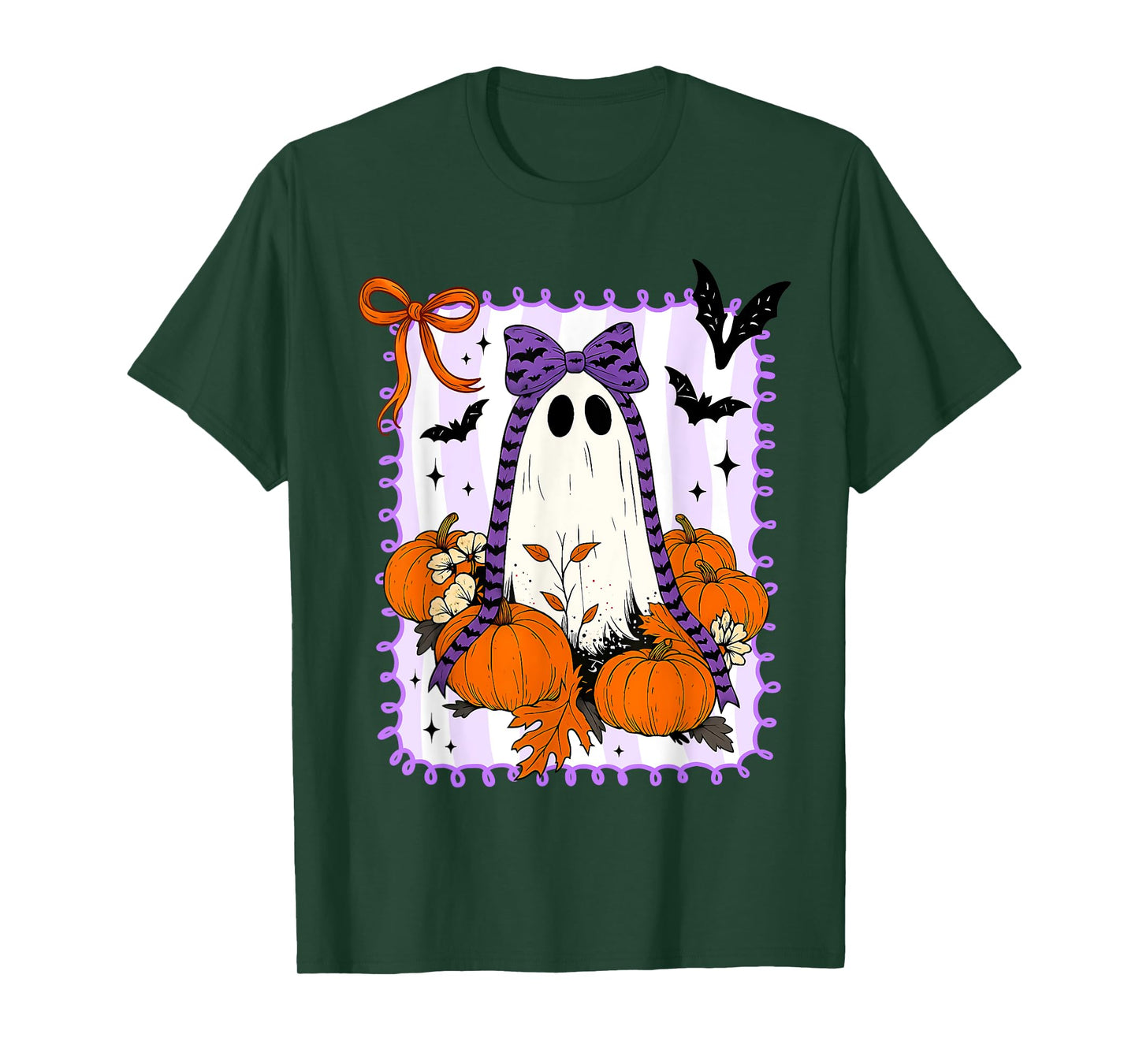 Spooky Vibes Retro Ghost Coquette Bow Halloween Women Girls T-Shirt