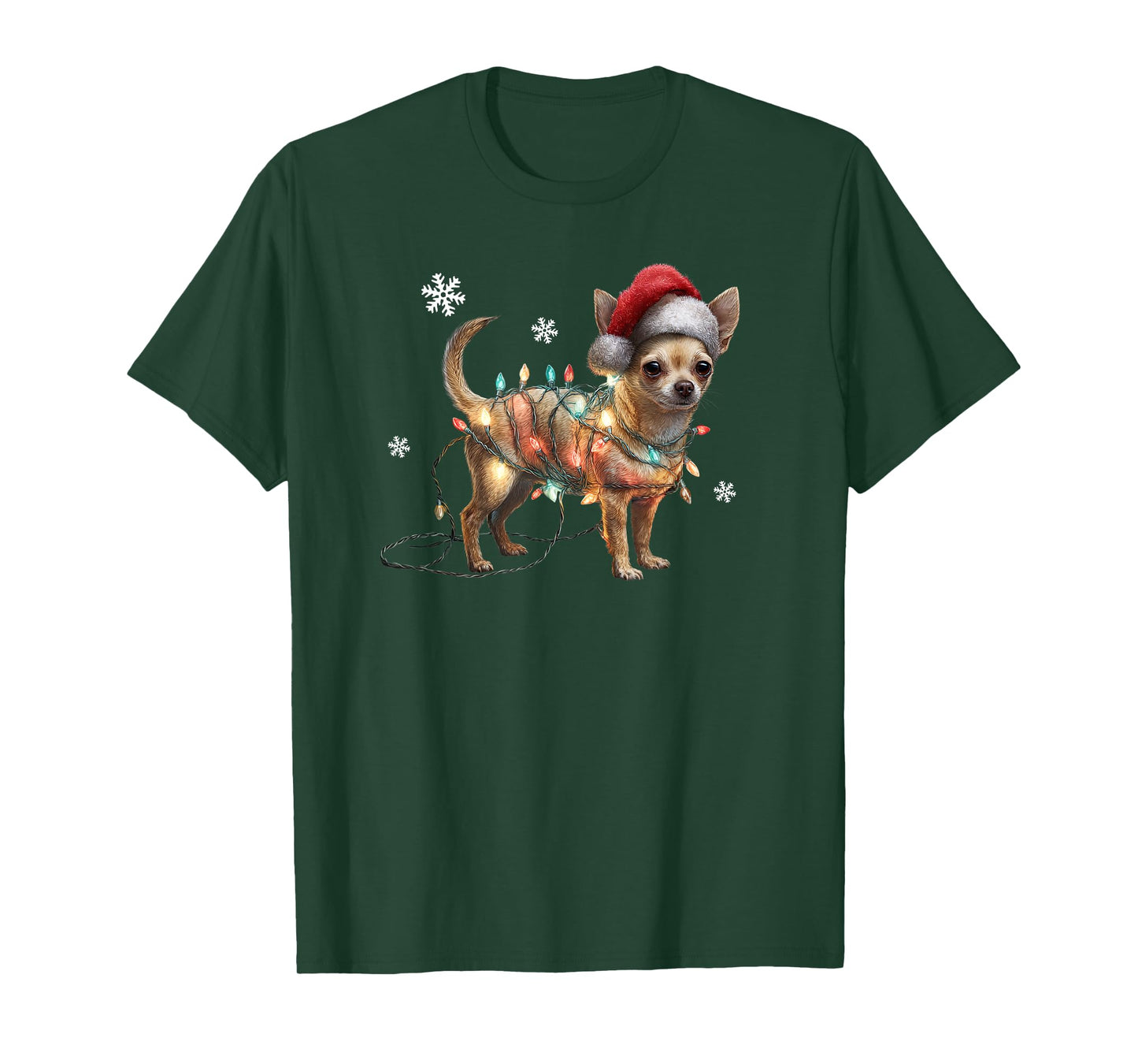 Funny Chihuahua Dog Santa Merry Christmas Lights T-Shirt