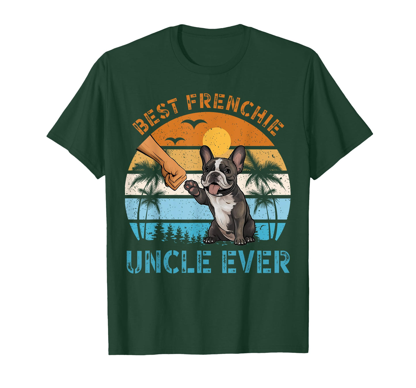 Best Frenchie Uncle Ever Retro Vintage Fist Bump Dog Lover Men Women Kids T-Shirt