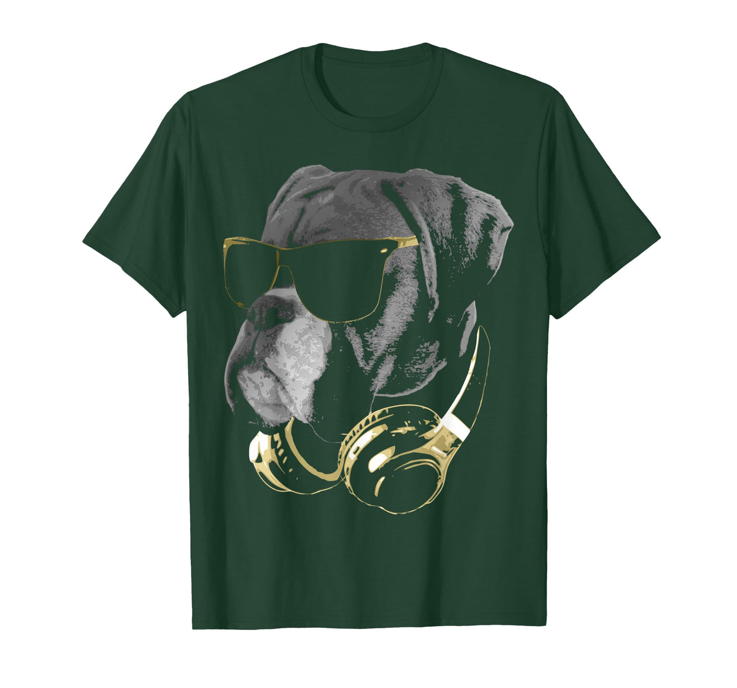 Boxer Dog WIth Sunglasses And Headphones T-Shirt