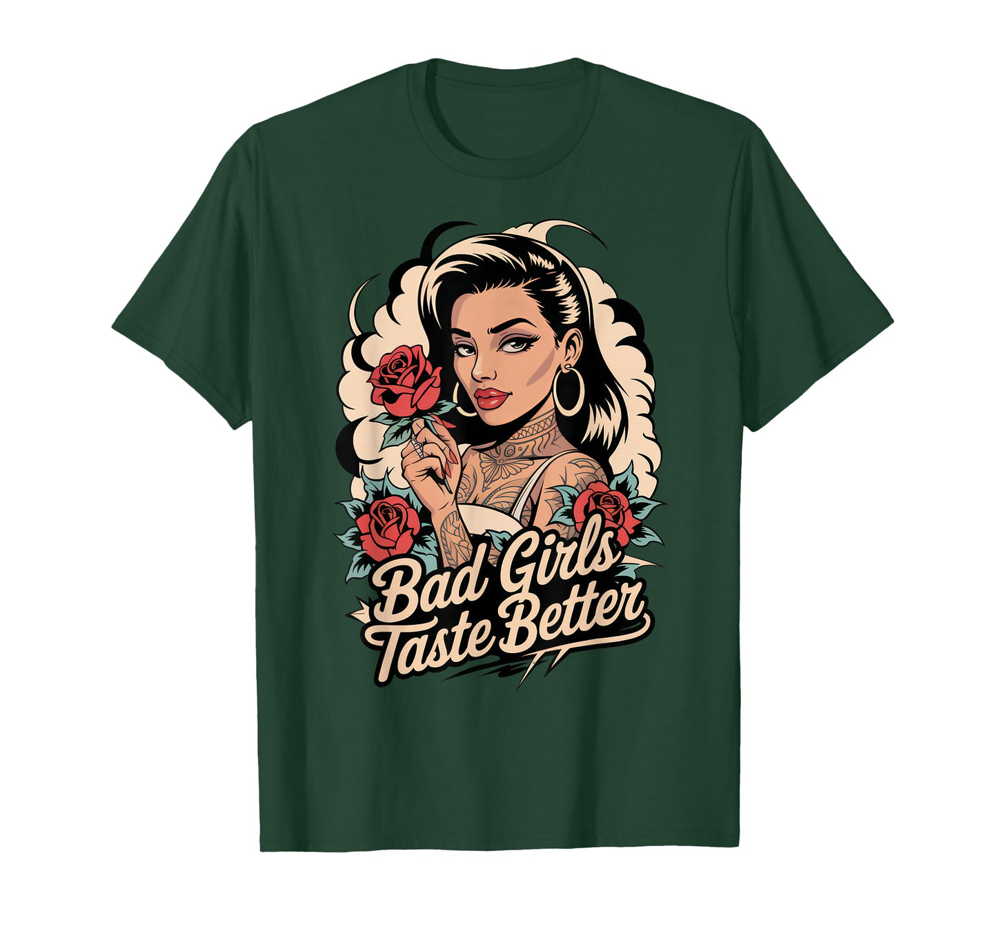Bad Girls Taste Better Tattoo Lover Vintage Women Halloween T-Shirt