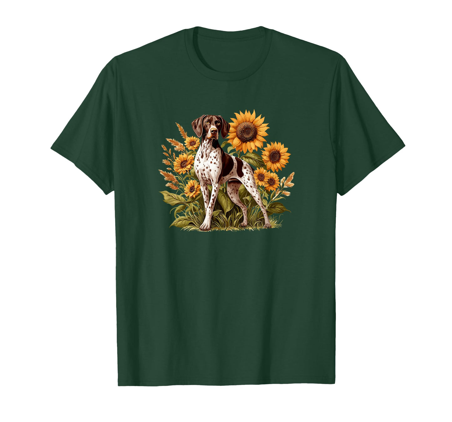 GSP Hunting Dog Sunflowers German Shorthaired Pointer T-Shirt