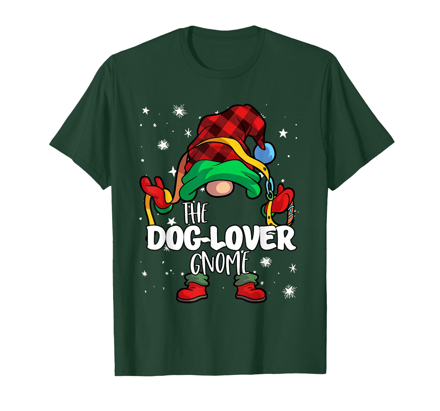 Dog Lover Gnome Red Buffalo Plaid Matching Family Christmas T-Shirt