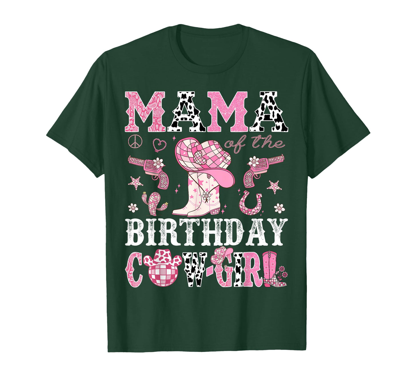 Mama Of The Birthday Cow-Girl Pink Disco Rodeo Western T-Shirt