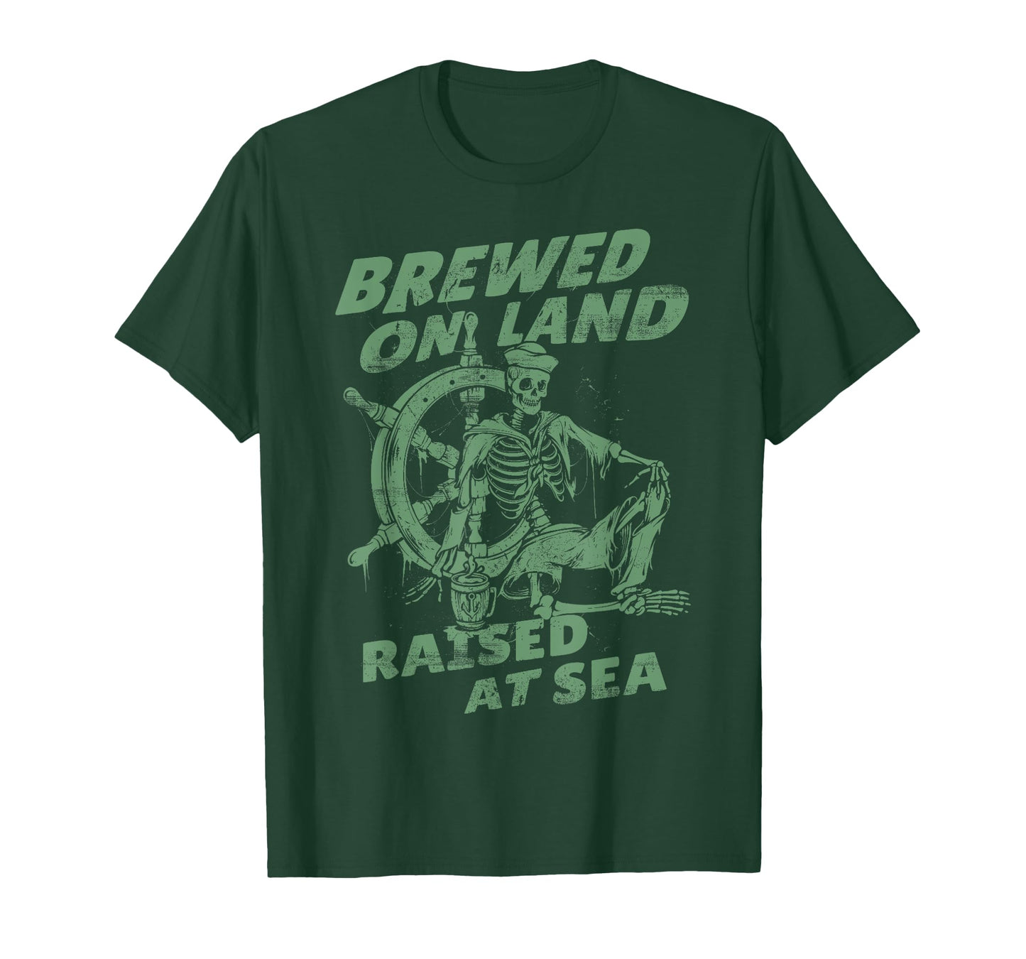 Brewed On Land Raised At Sea Sailor Skelekon And Beer T-Shirt