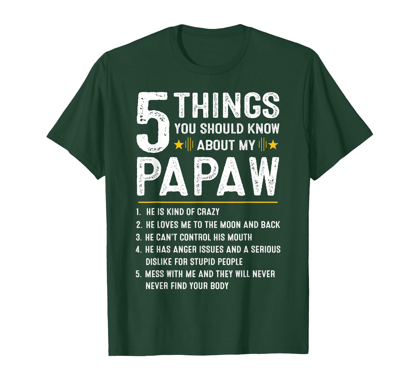 5 Things You Should Know About My Papaw Funny Fathers Day T-Shirt