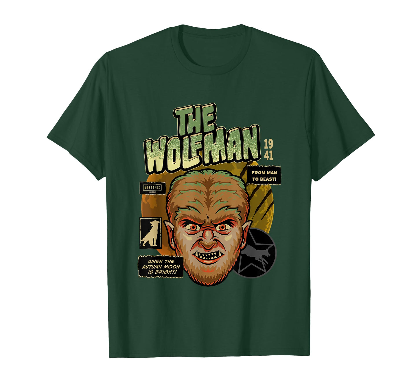 Universal Monsters The Wolf Man Vintage Halloween Mask T-Shirt
