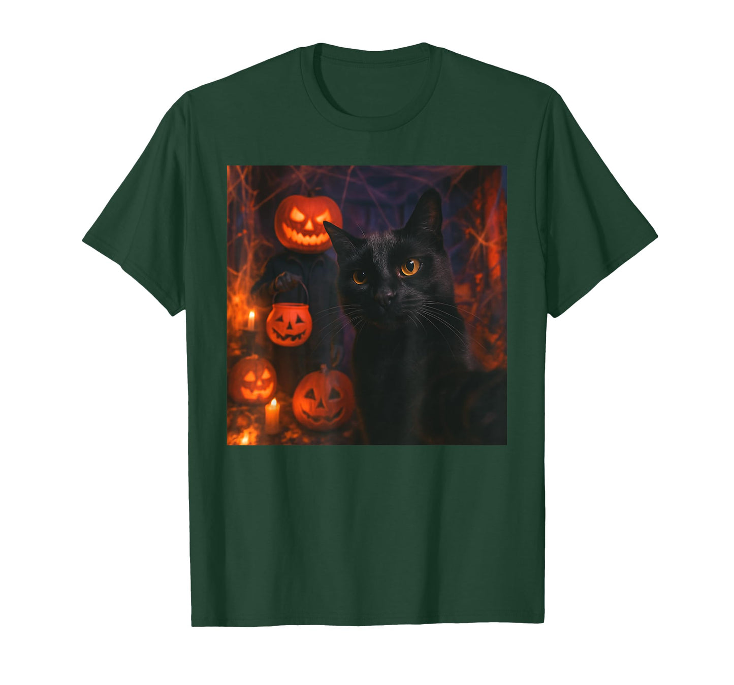 Funny Cat Selfie with Jack O’ Lantern Halloween T-Shirt