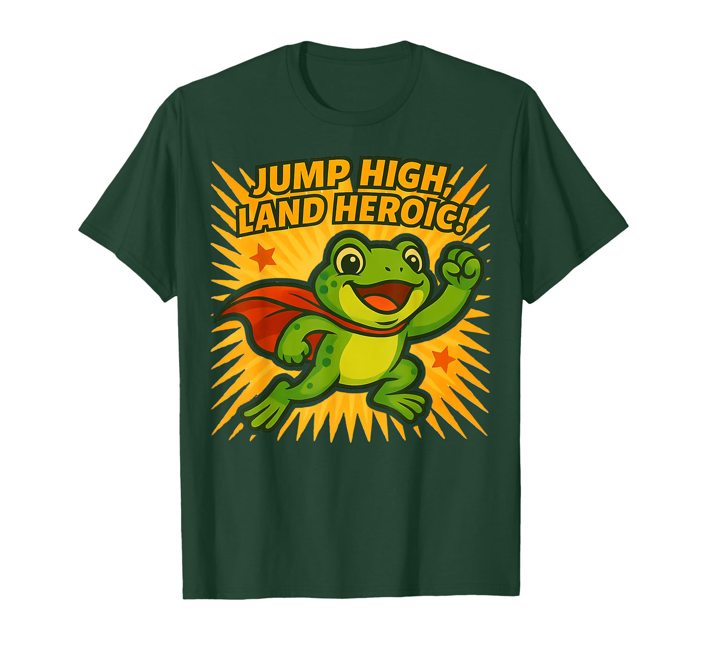 Jump High Land Heroic Frog Superhero T-Shirt
