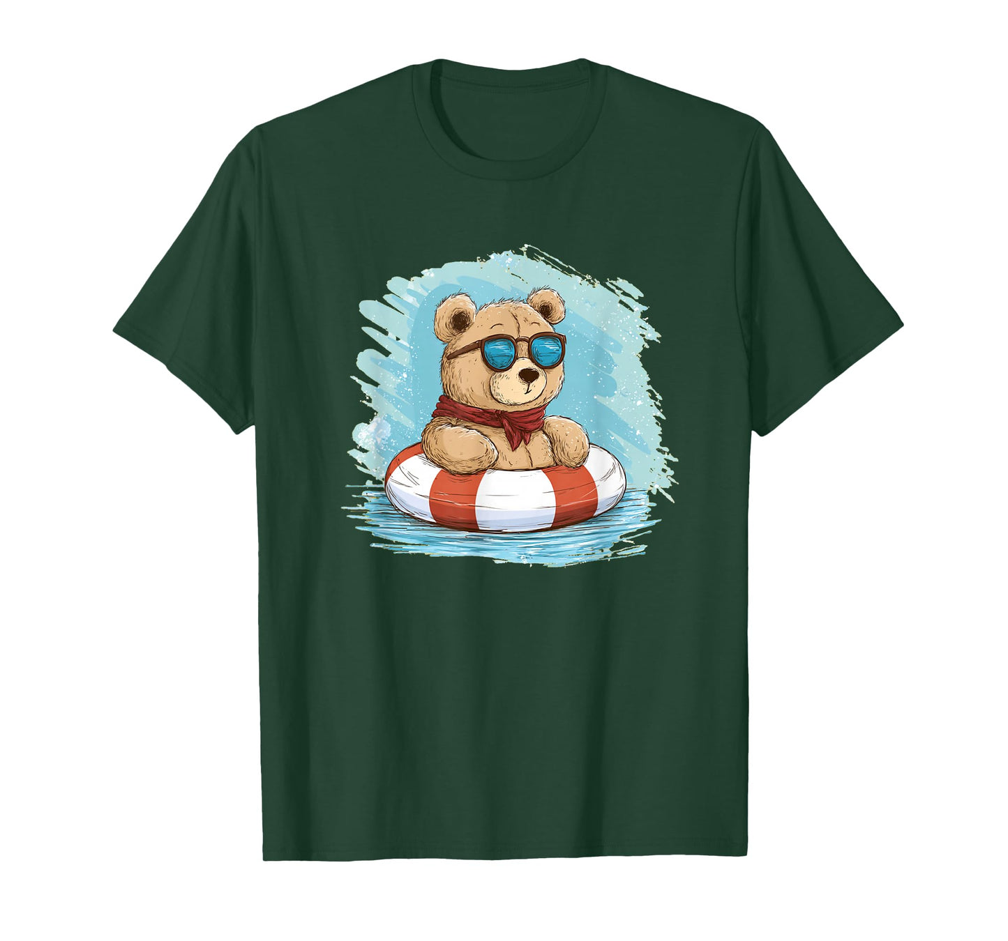 Cute Teddy Bear with Bold Shades and Pool Ring Costume T-Shirt