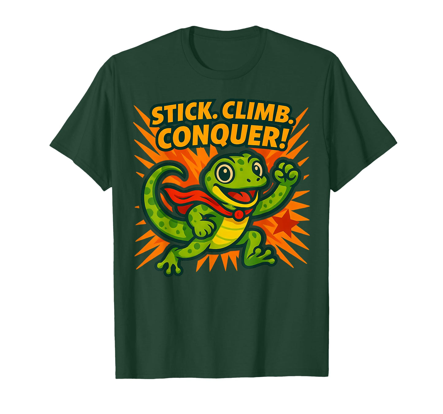 Stick Climb Conquer Gecko Superhero T-Shirt