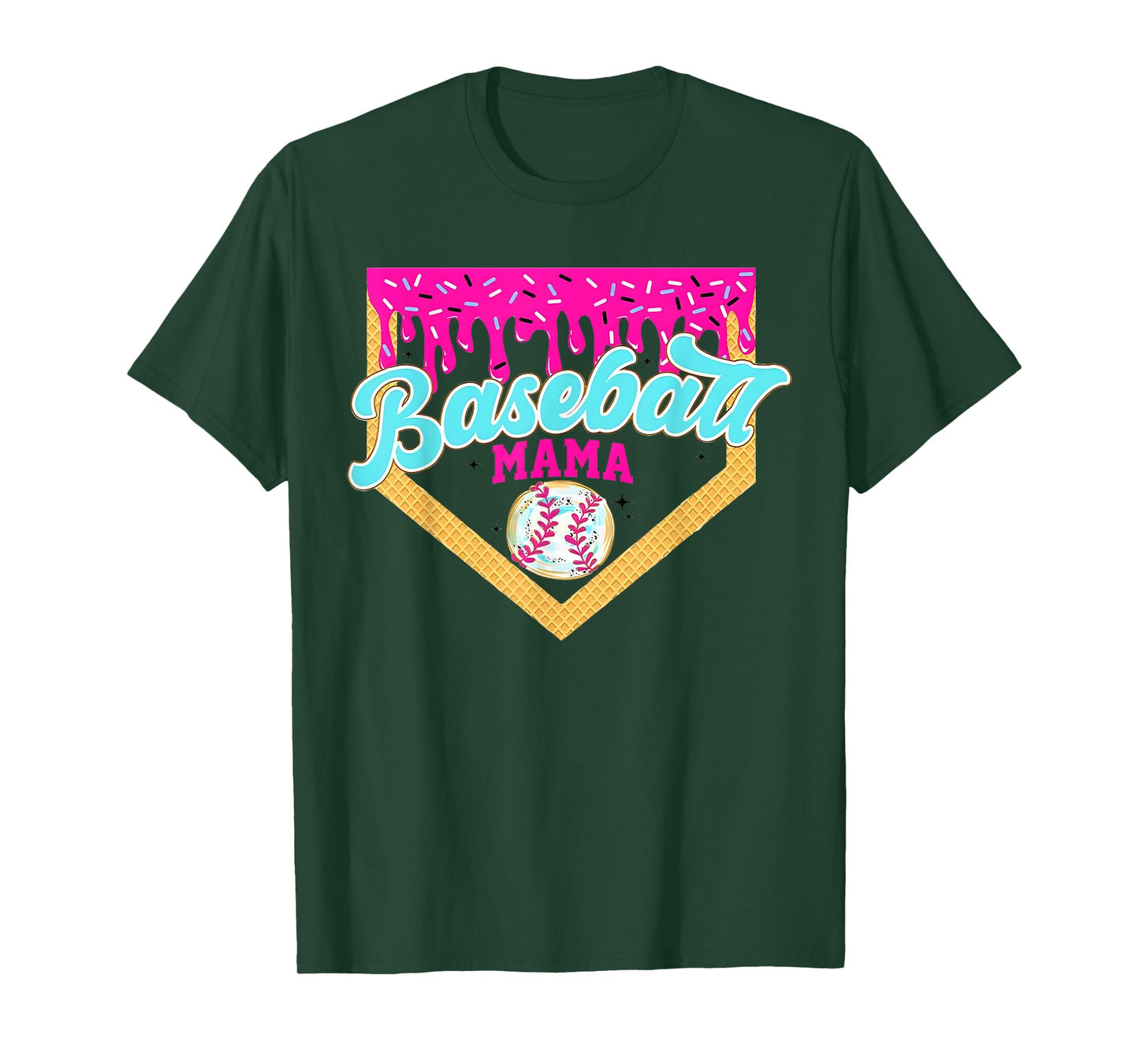 Baseball Mama Ice Cream Dripping Baseball Home Plate Drip T-Shirt