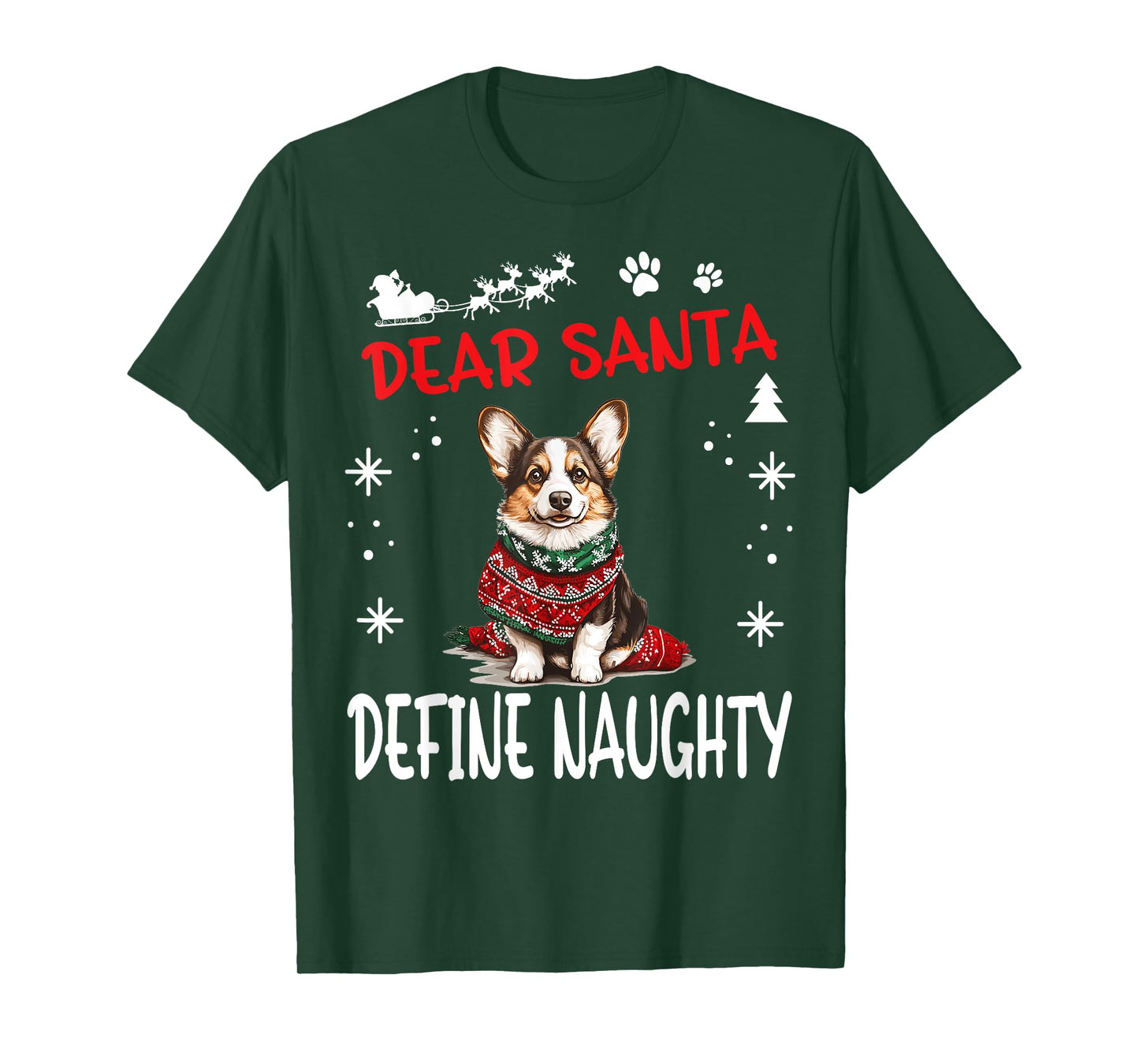 Cute Cardigan Welsh Corgi Dog Christmas Dear Santa Define T-Shirt