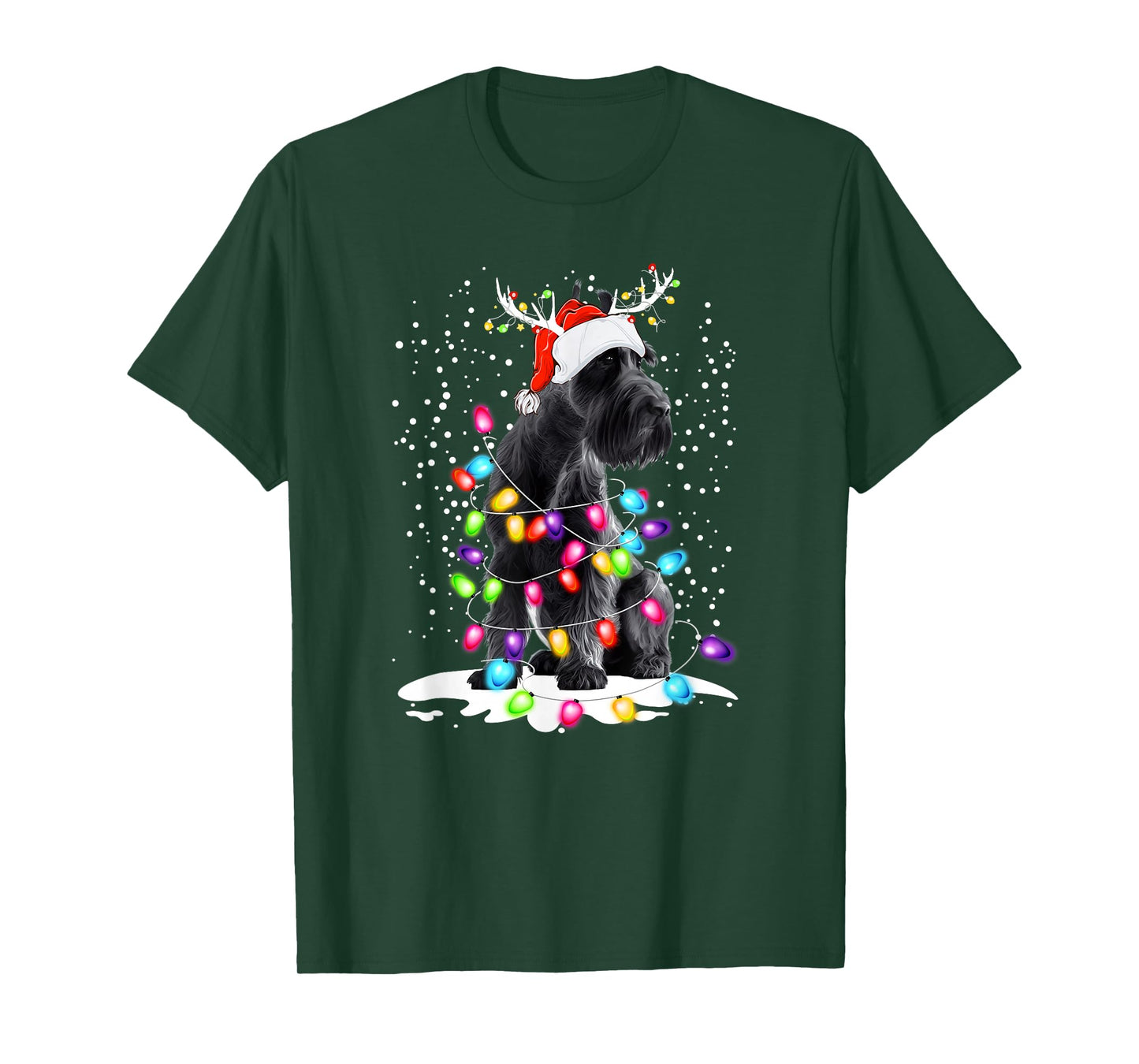 Cute Schnauzer with Christmas Lights T-Shirt